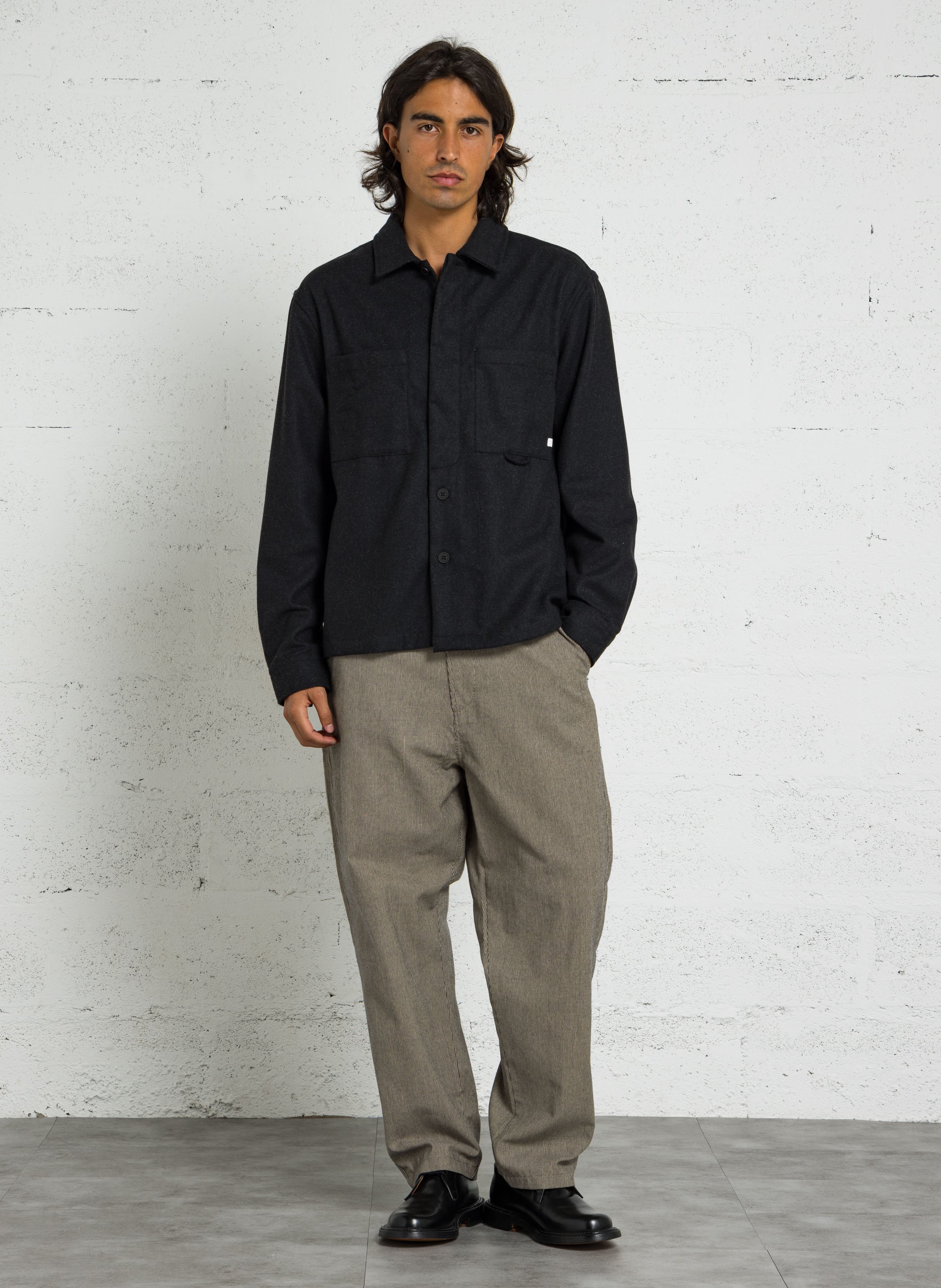 Chemise droite col classique  FARAH Noir