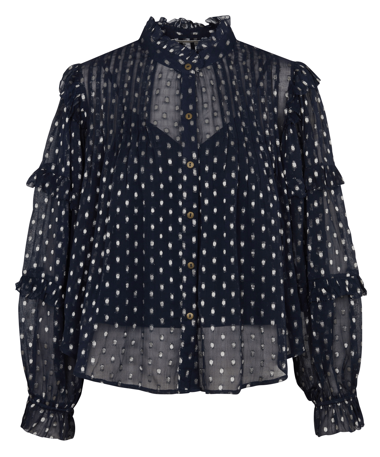 Blouse fluide transparent en coton mélangé MAISON HOTEL Bleu