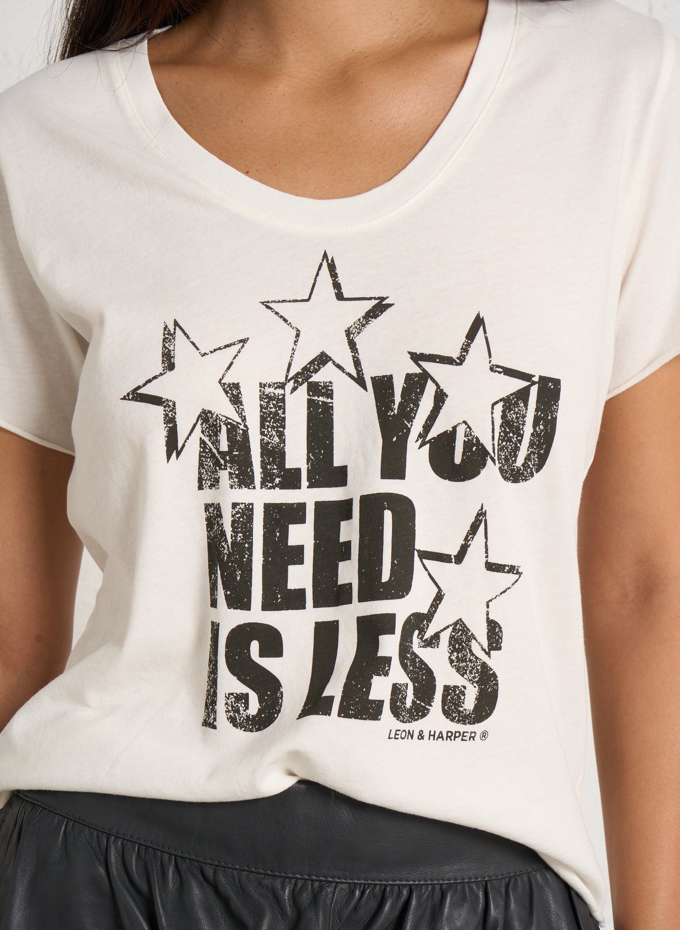 T-shirt van biokatoen met print LEON & HARPER Wit