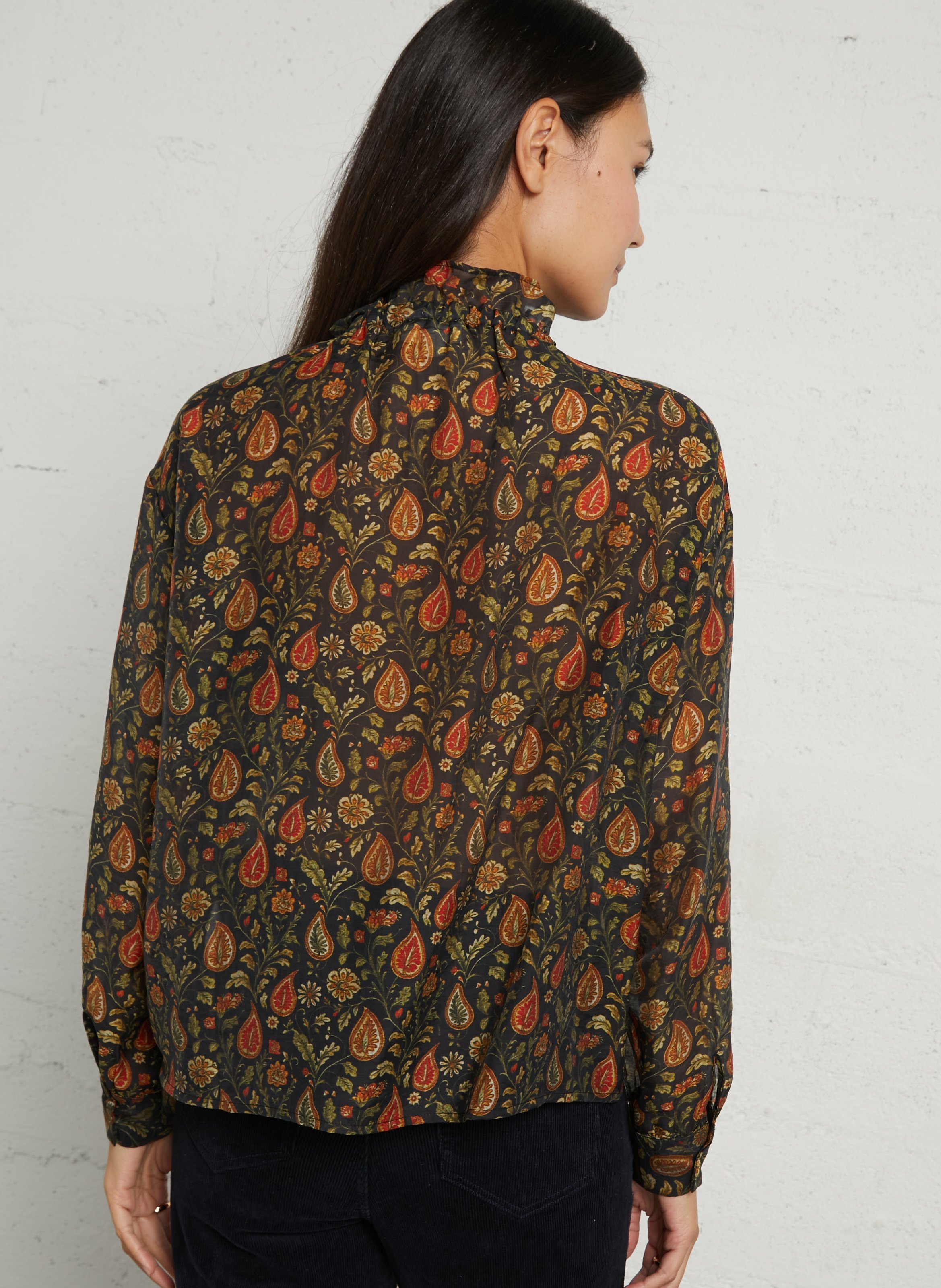 Blouse ample à imprimé fleuri THE KORNER Noir