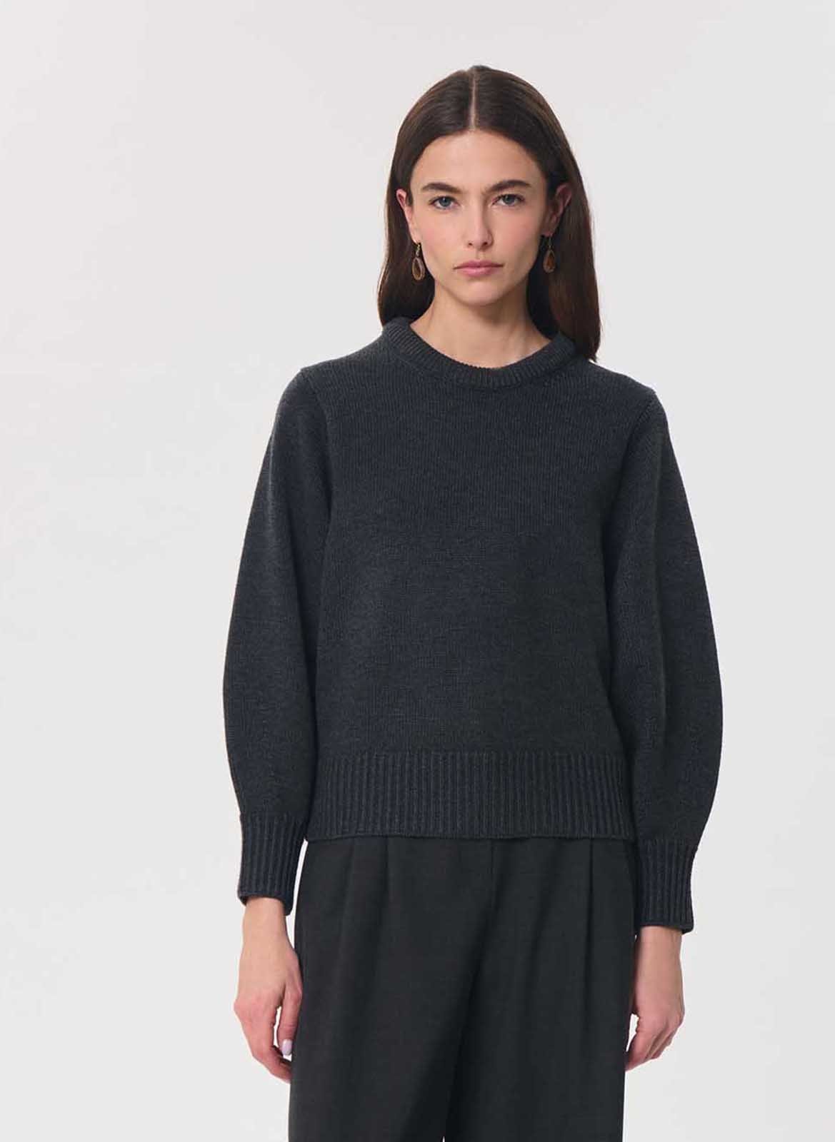 Round-neck oversized sweater TARA JARMON Grey