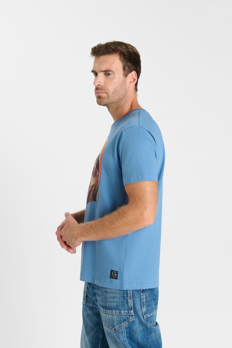 Printed round-neck T-shirt LE TEMPS DES CERISES Blue