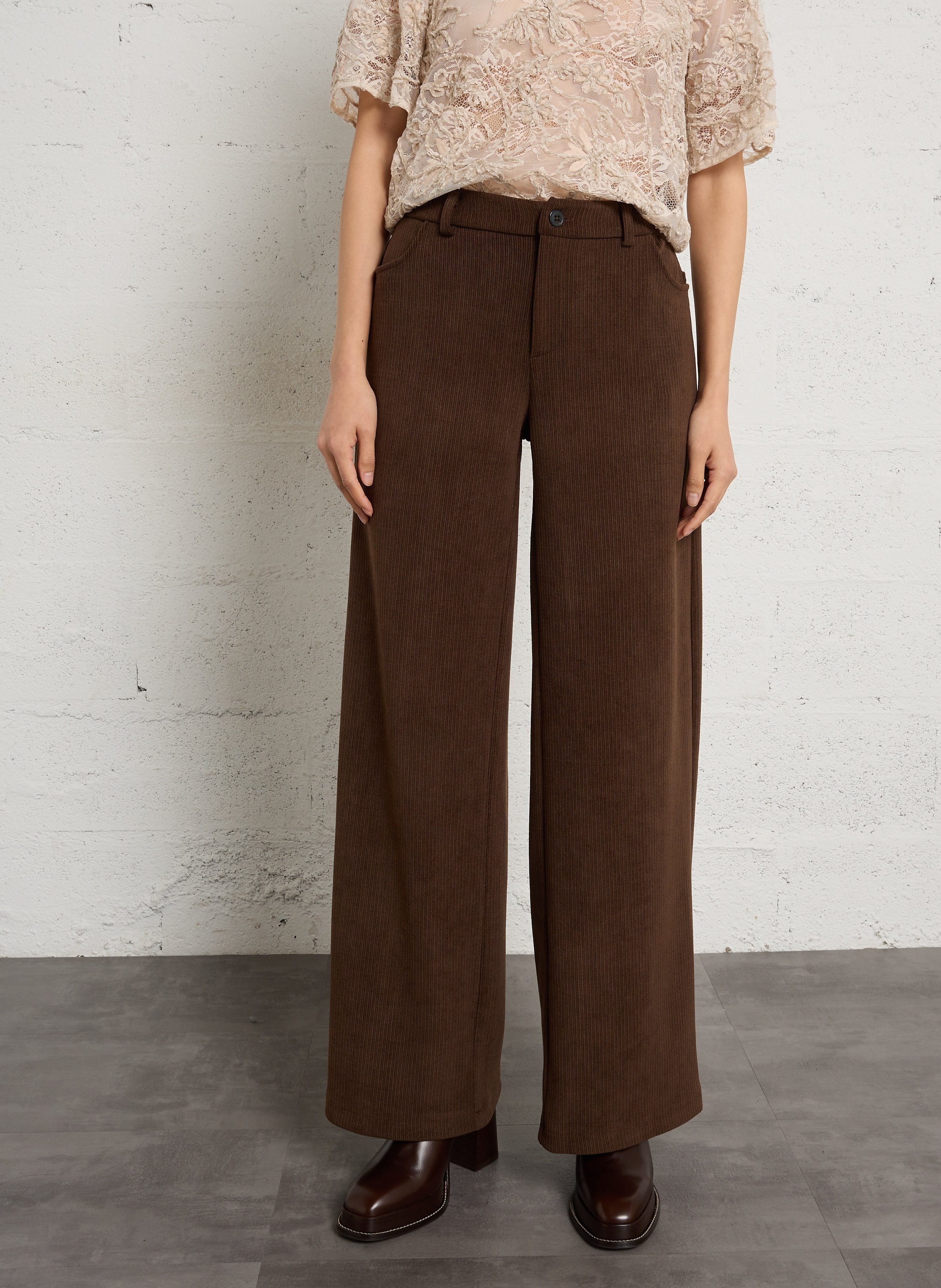 Straight corduroy pants PLEASE Brown