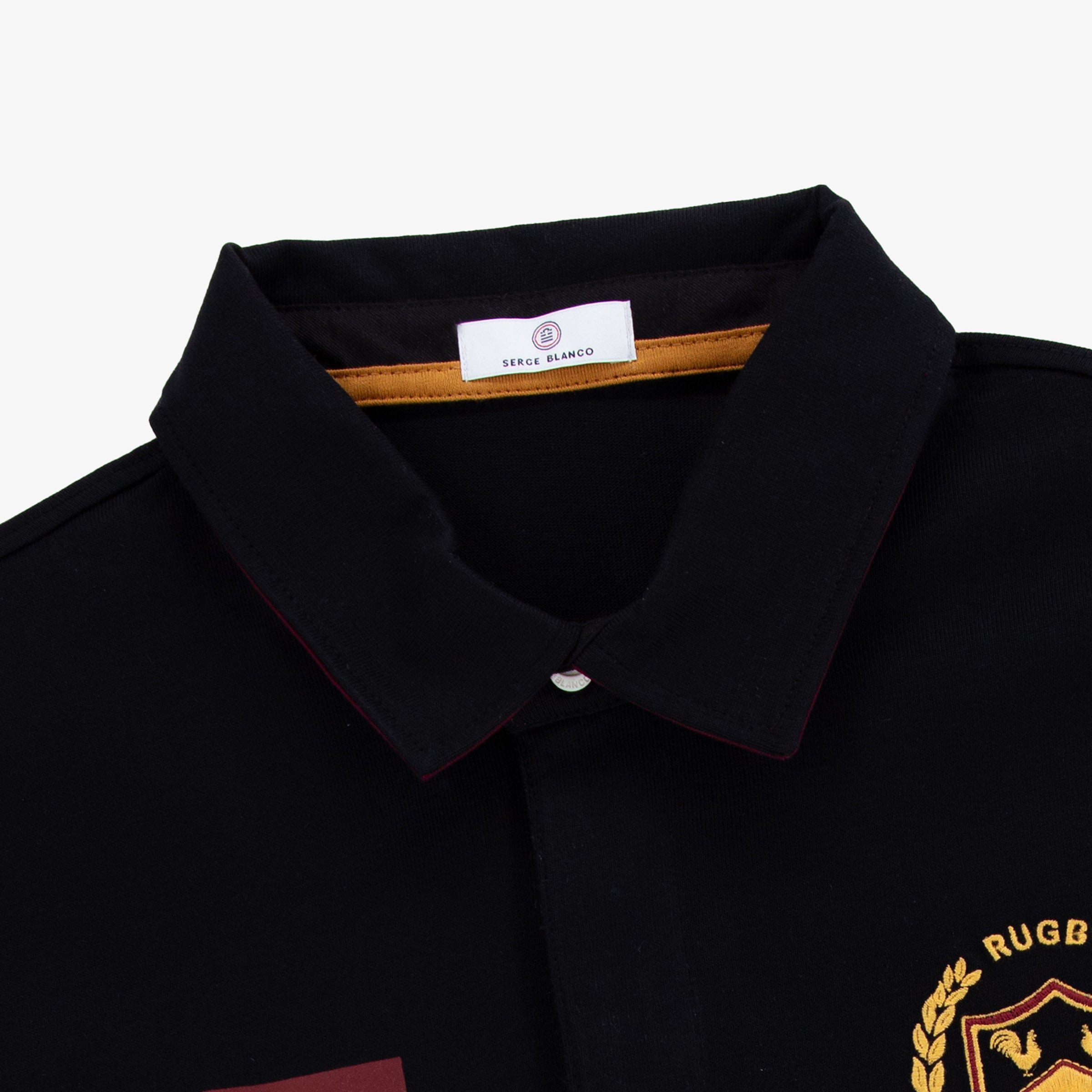 Long-sleeved cotton rugby shirt SERGE BLANCO Black