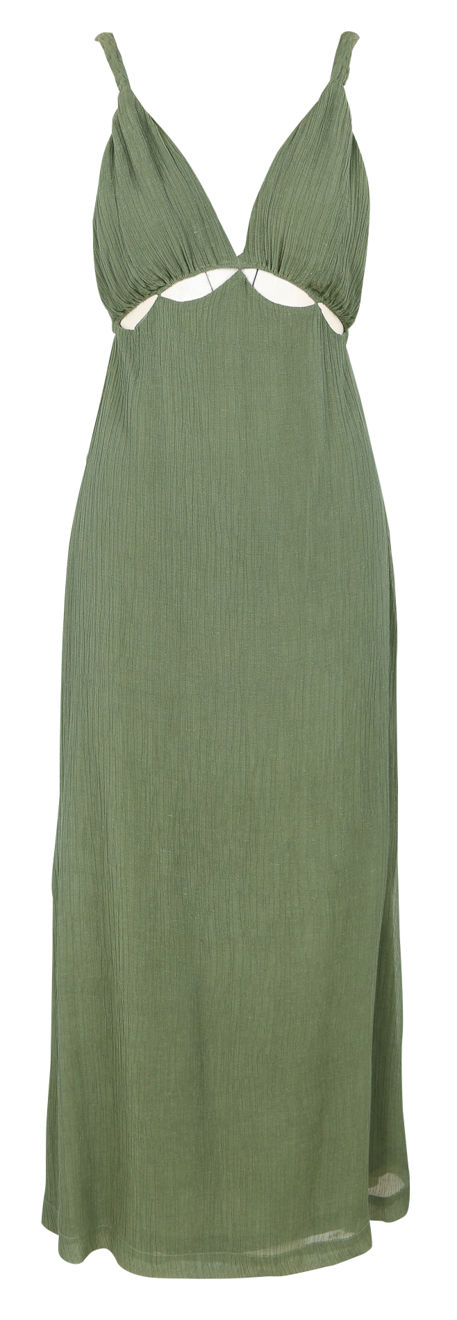 Lange ajourjurk van zijde en linnen met open rug KARMA KOMA Groen