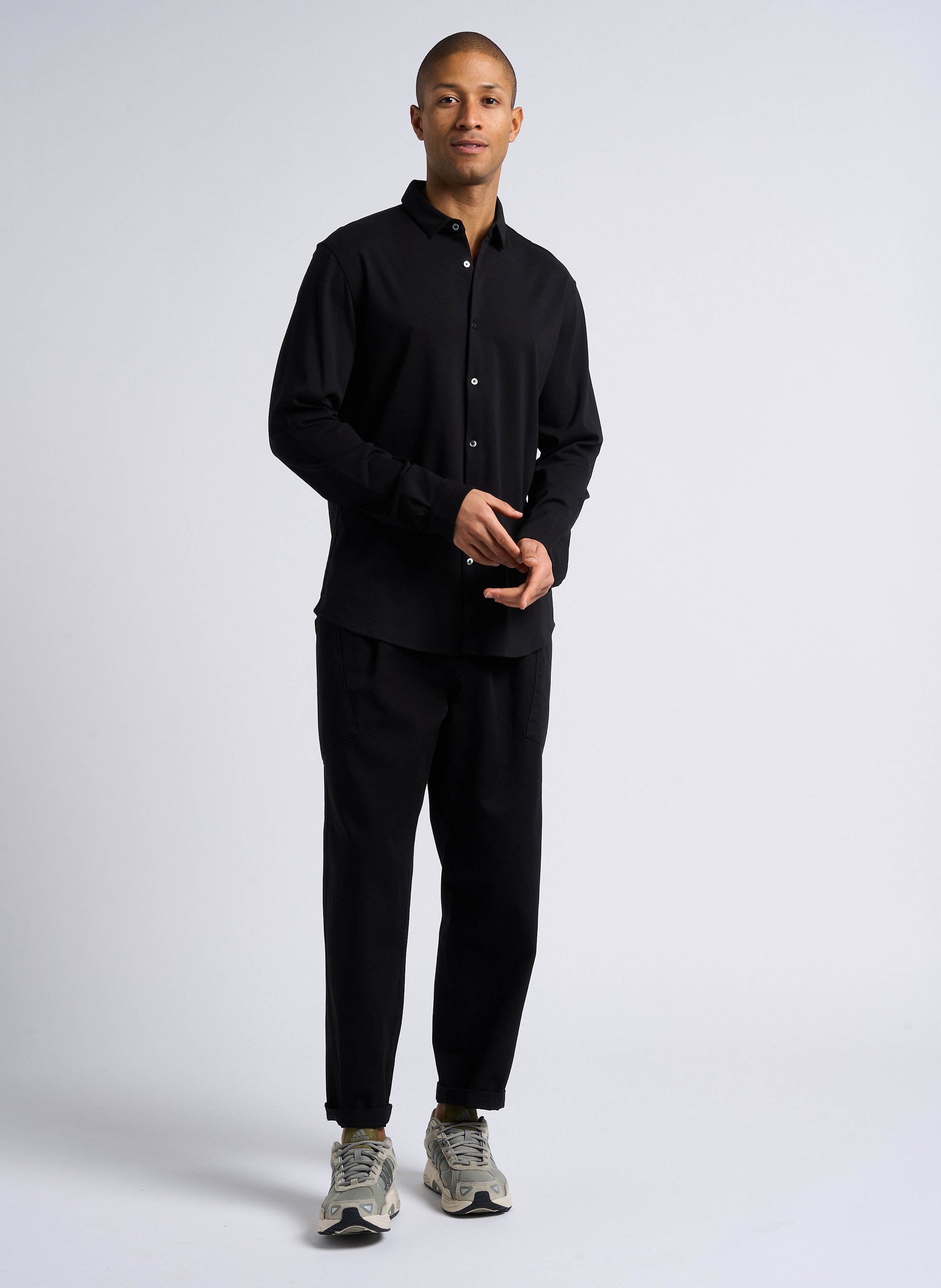 Hemd aus Bio-Baumwollmix mit klassischem Kragen, Regular Fit IKKS Schwarz