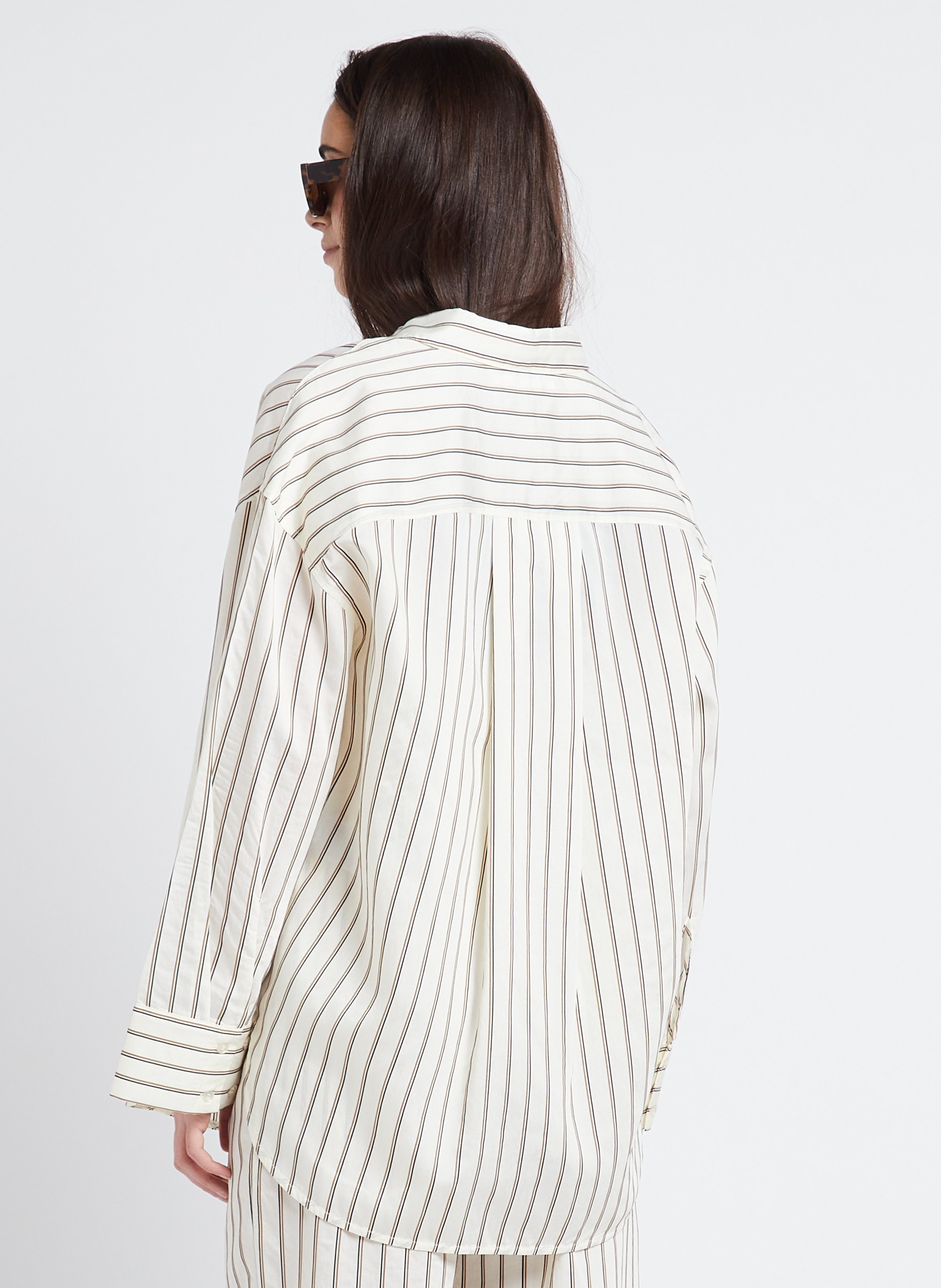 Loose-fit striped shirt SAMSOE SAMSOE White