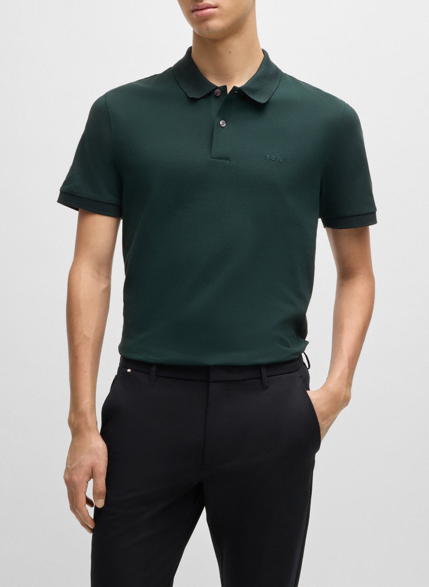 Regular-fit organic cotton polo shirt BOSS Khaki