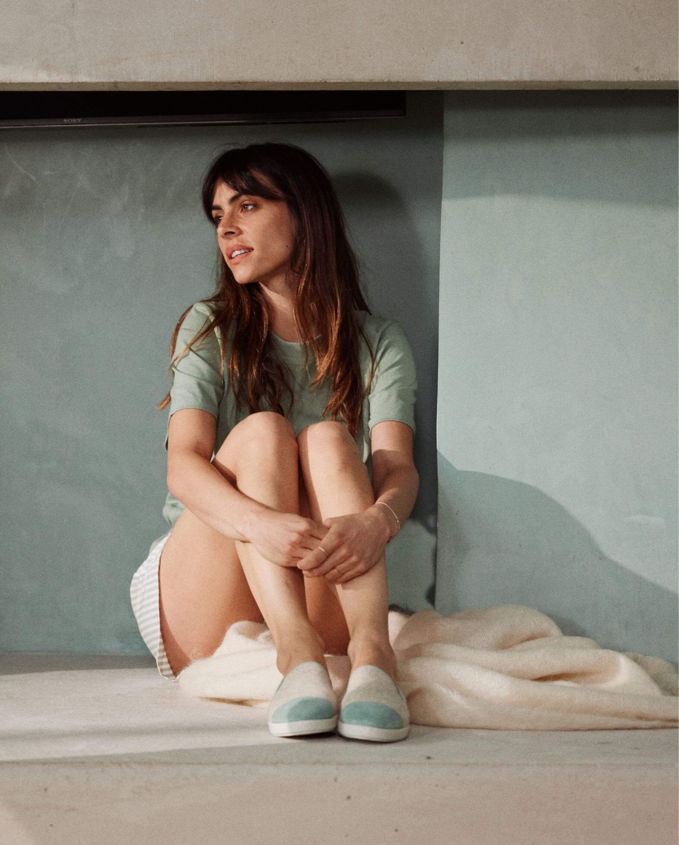 Women's wool slipper, sage beige ANGARDE Beige