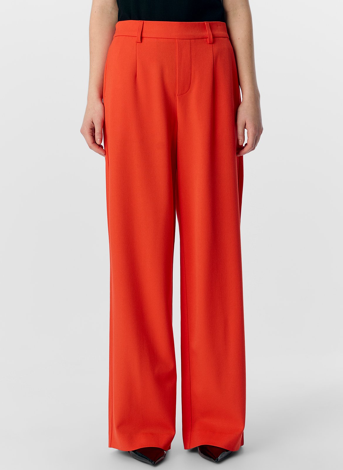 Fluid trousers with pleats OBJECT Orange