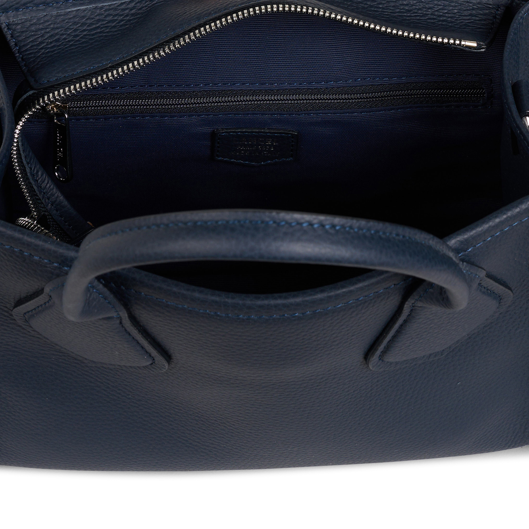 Handtasche aus genarbtem Leder mit Logoprägung Blau