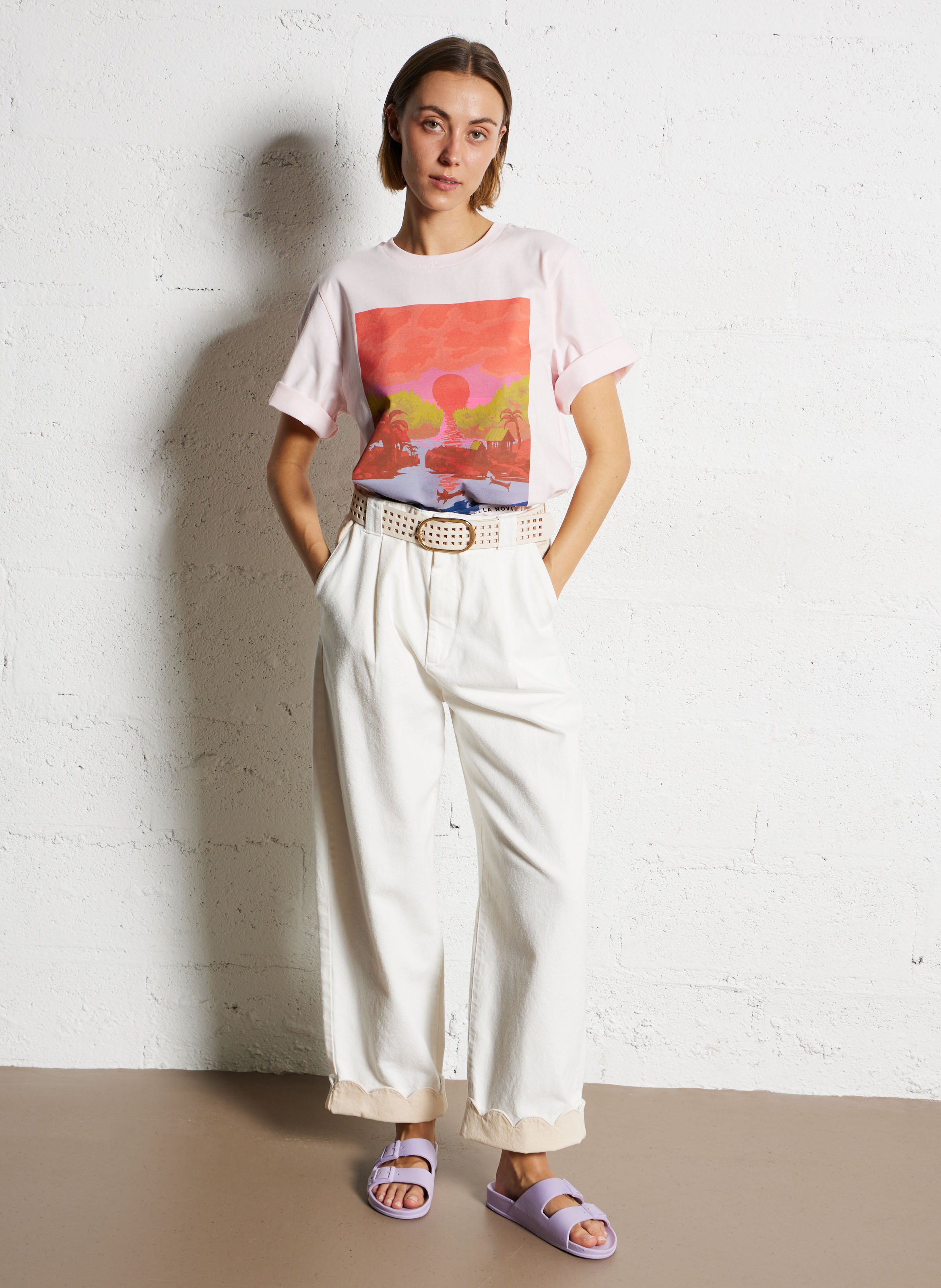 Round-neck organic cotton T-shirt STELLA NOVA Pink