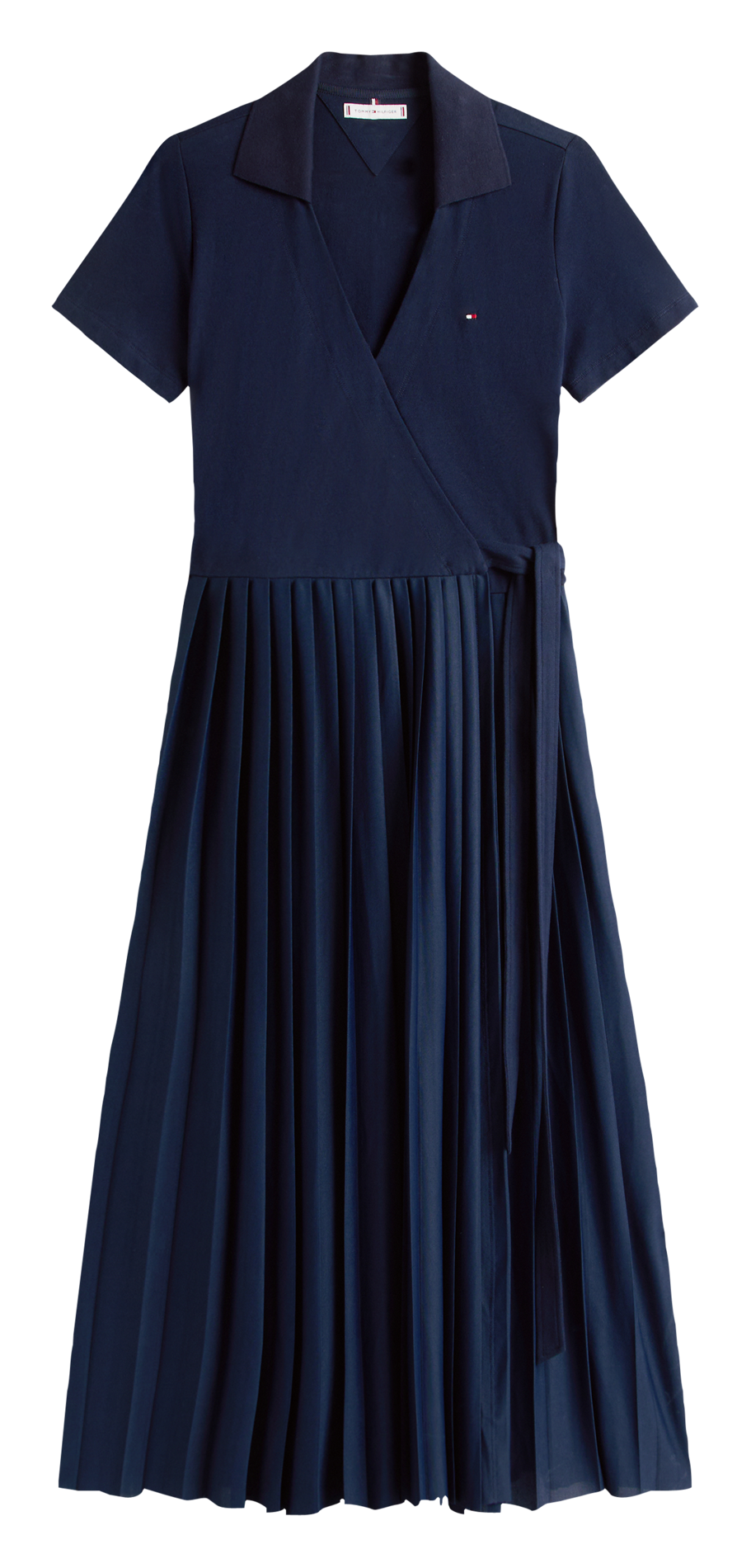 Robe longue col v à revers TOMMY HILFIGER Bleu