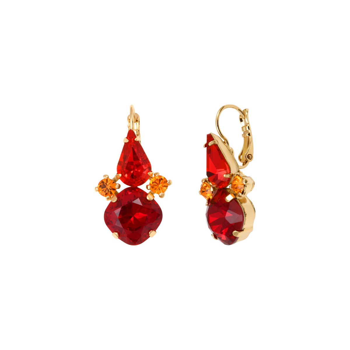 Crystal Rhinestone Drop Earrings SATELLITE PARIS Red