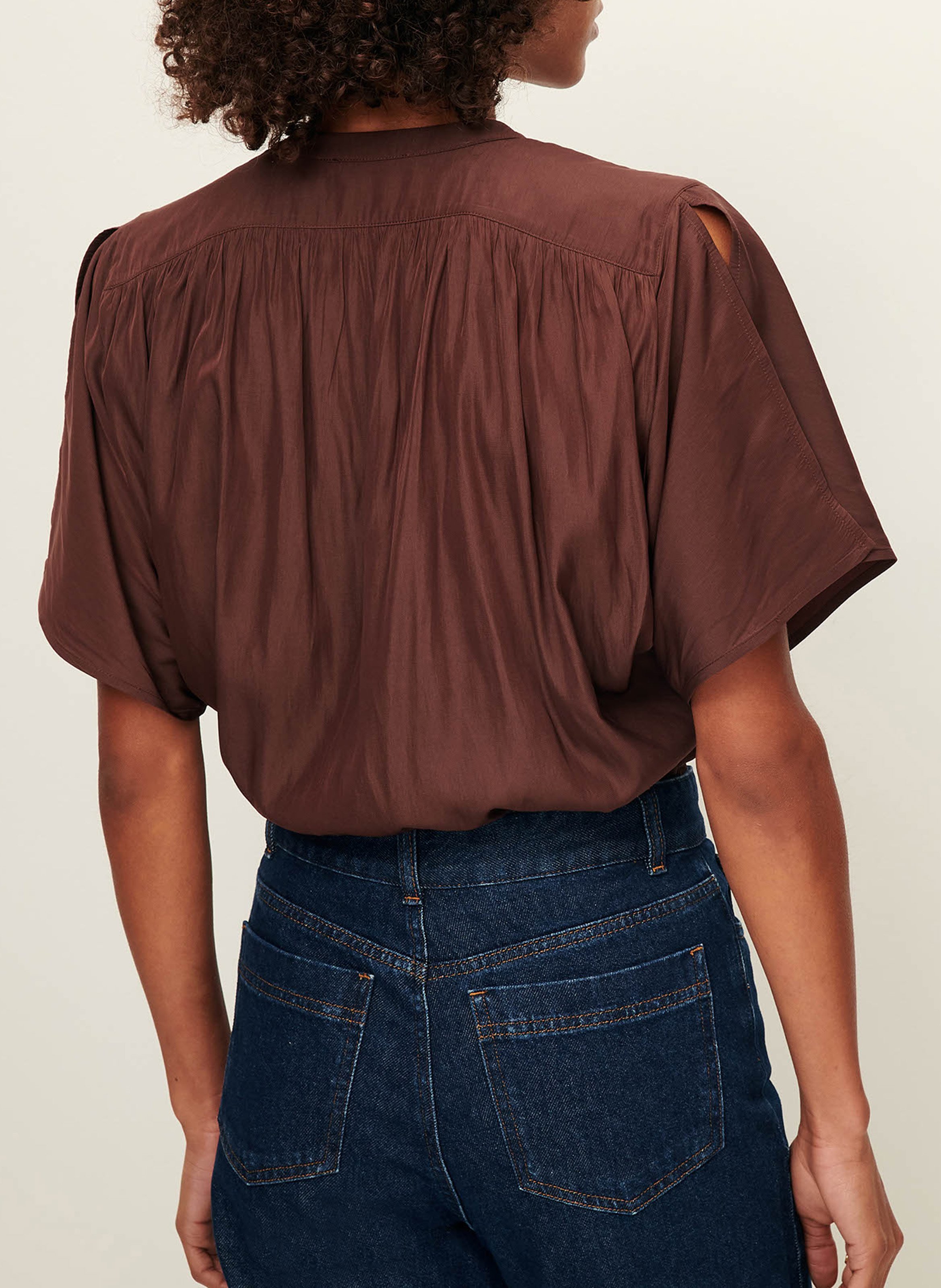 Straight crew neck top SESSUN Brown