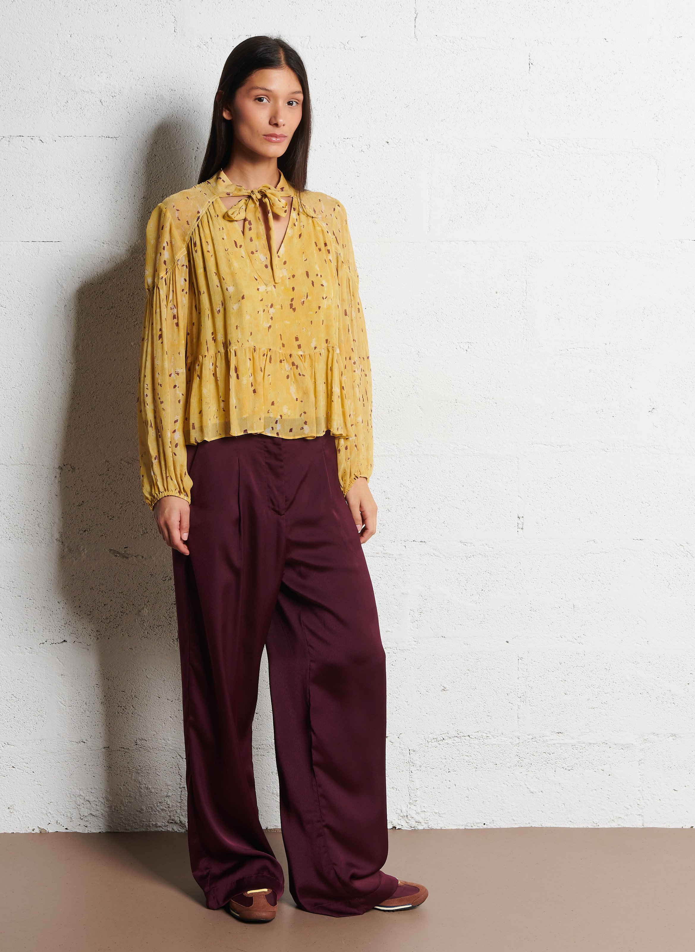 Blouse droite imprimée Jaune