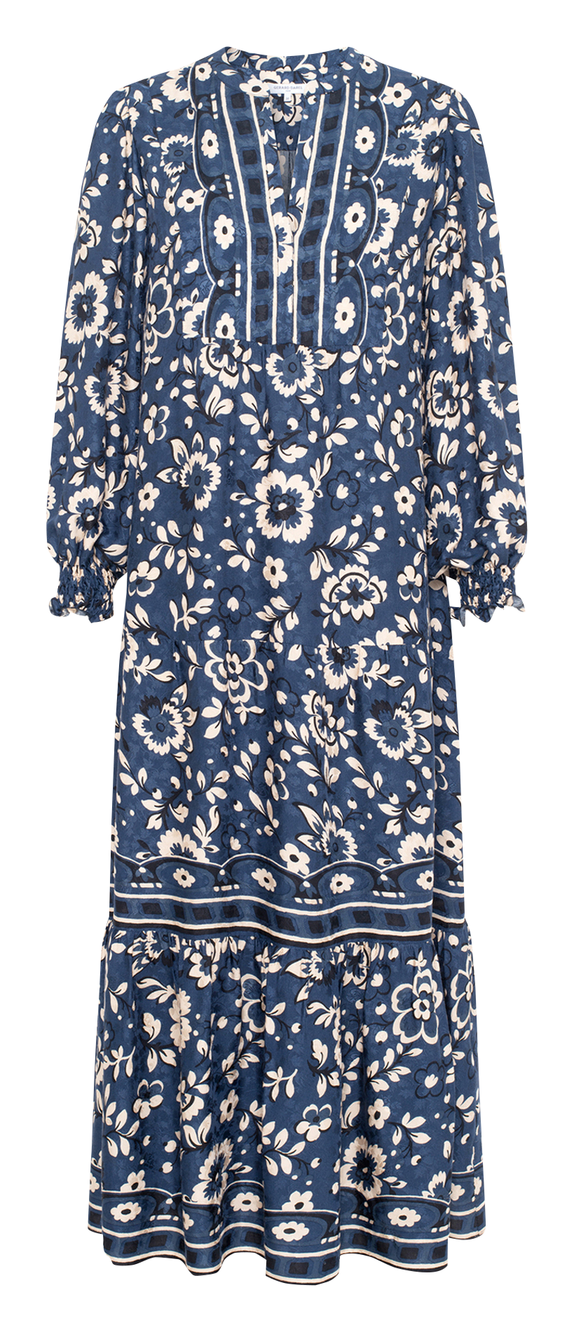 Long printed dress with Tunisian collar GERARD DAREL Blue