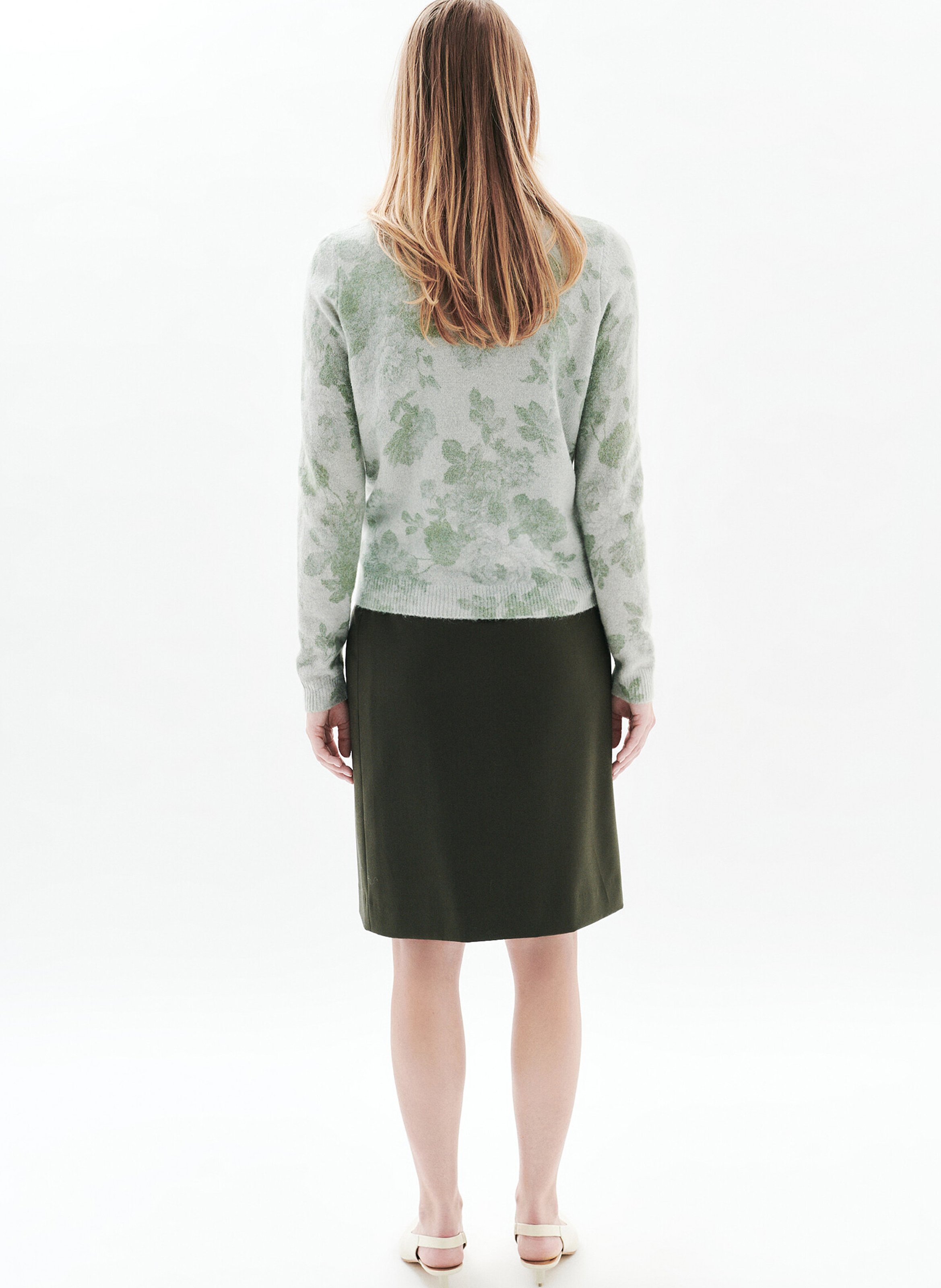 Straight round neck printed sweater CAROLL Green