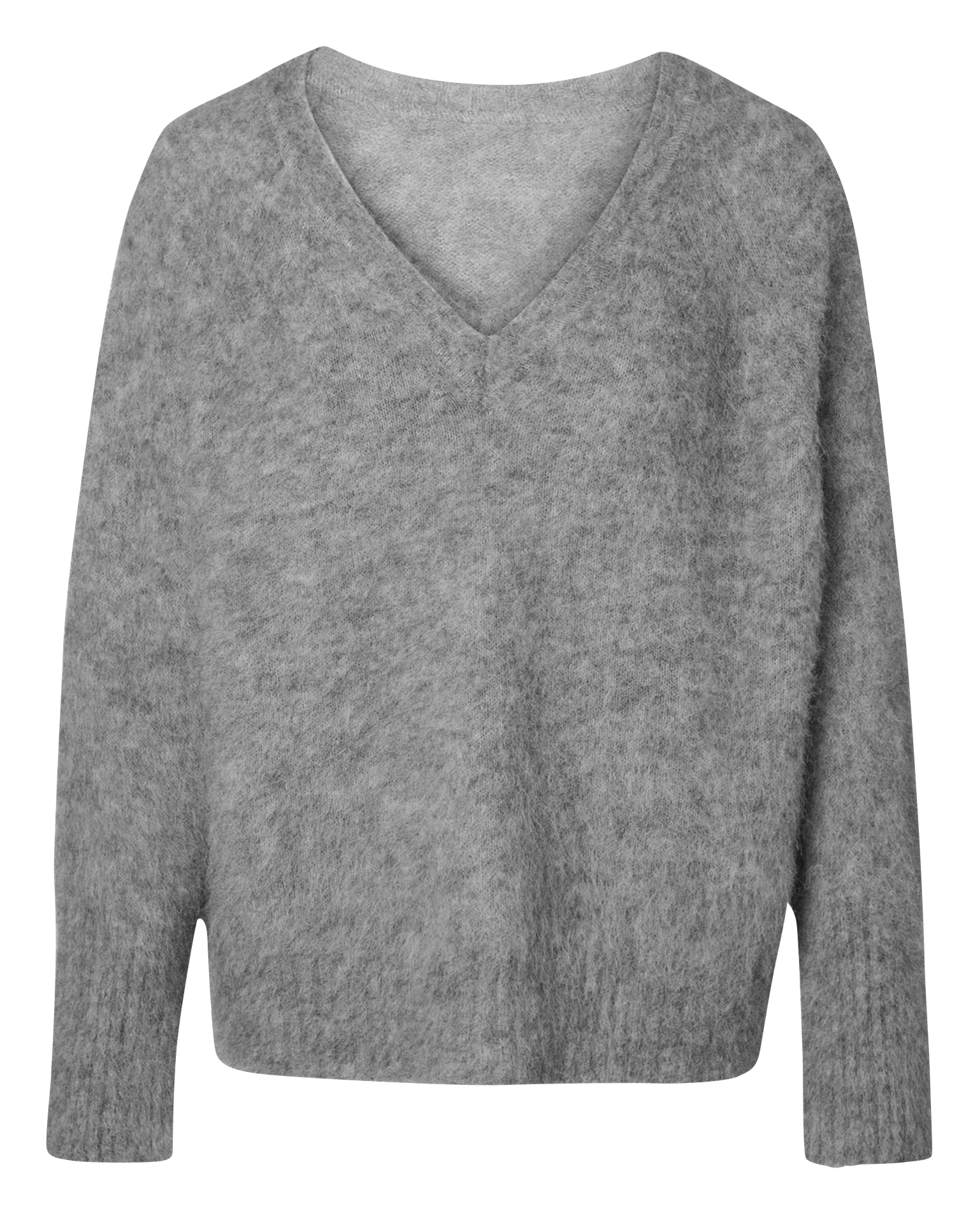 Pull oversize col V en laine mélangée ZAPA Gris