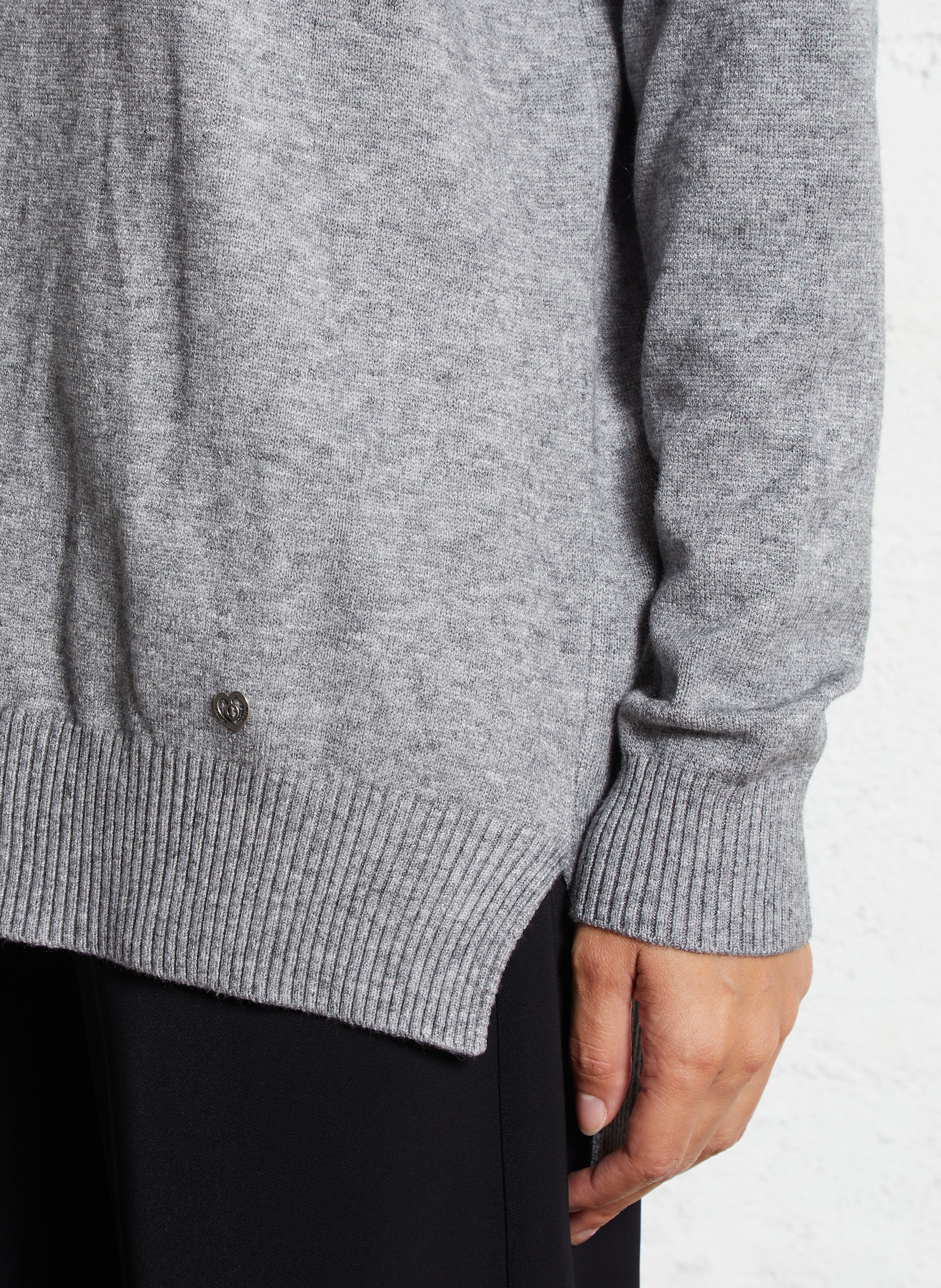 Pull droit col roulé chiné  PLEASE Gris