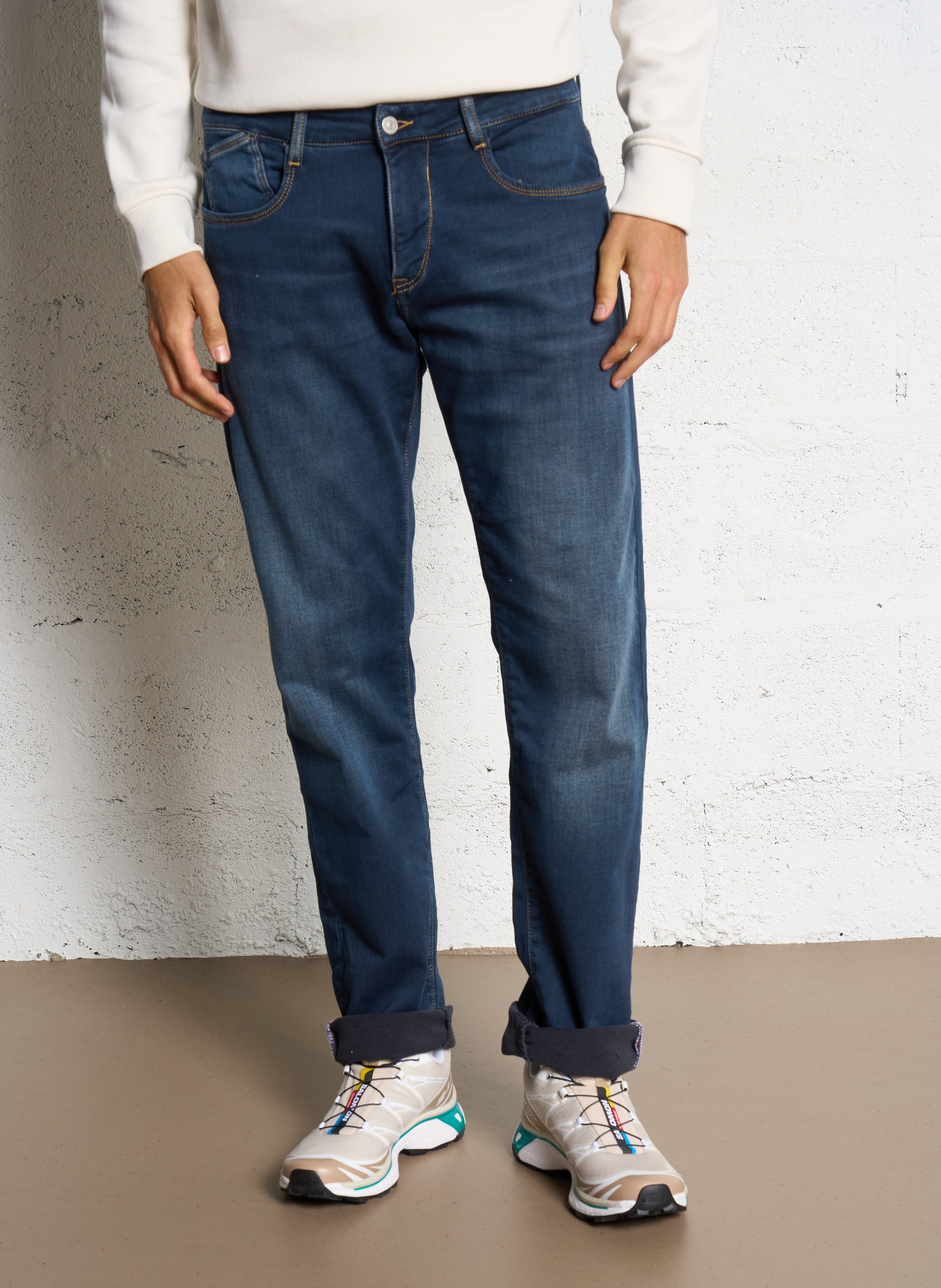 Cotton-blend straight jeans LE TEMPS DES CERISES Blue