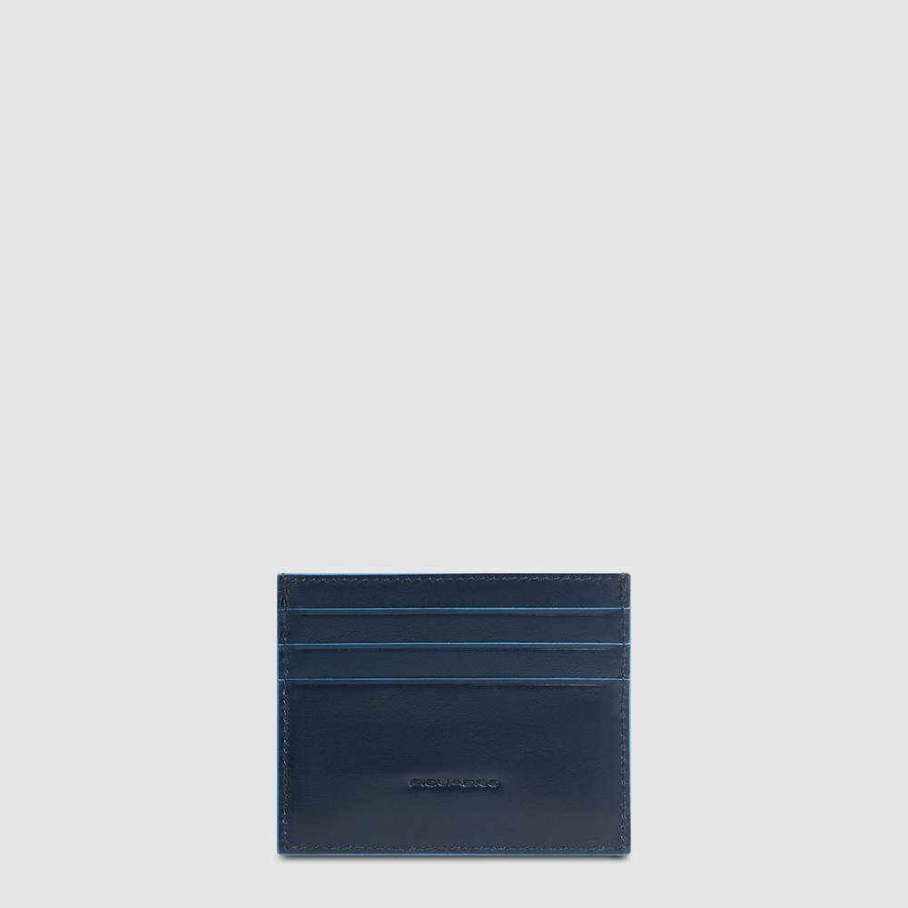 Men's slim leather credit card holder with RFID protection PIQUADRO Blue