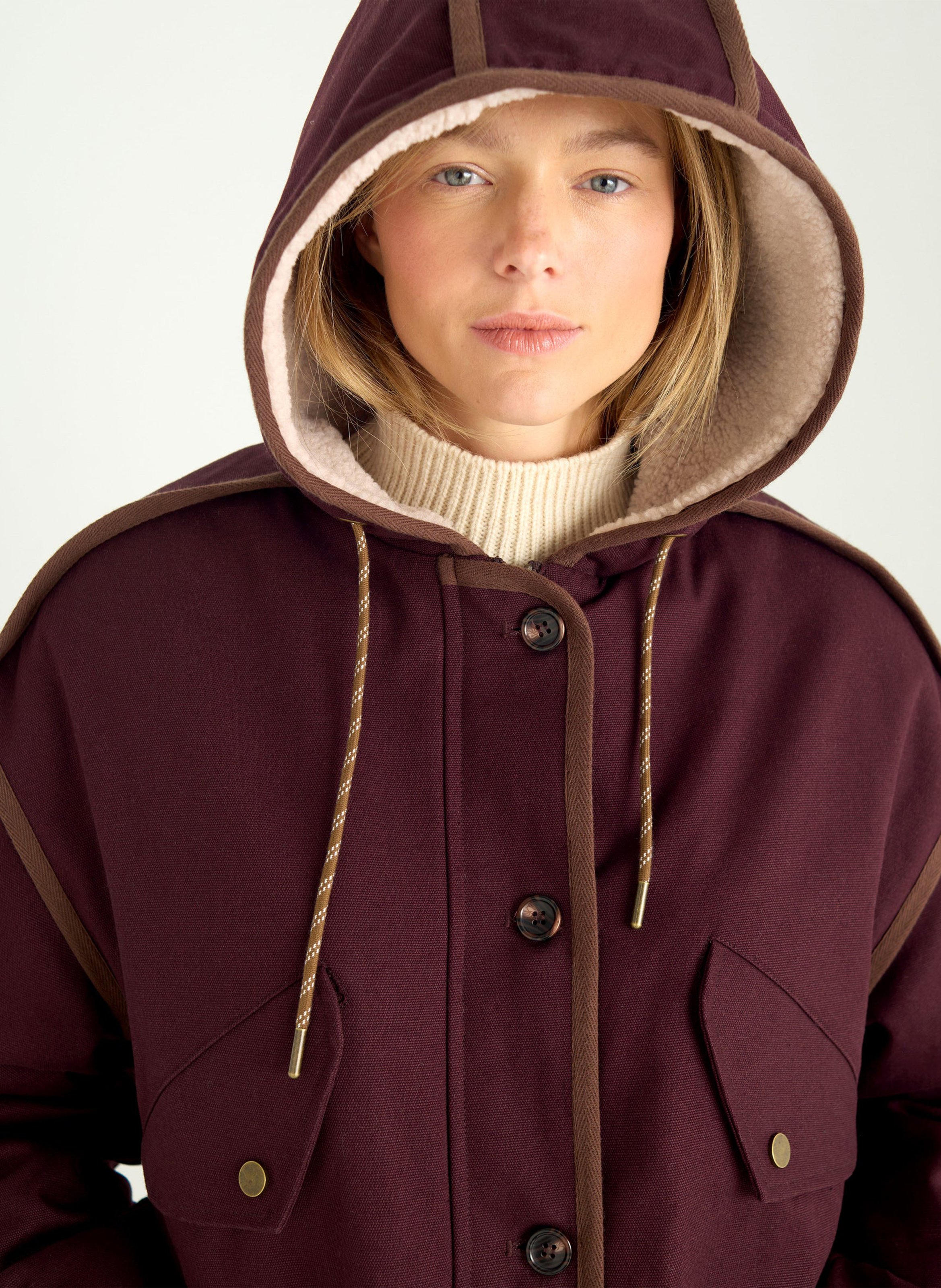 Oversize Rundhalsausschnitt Parka aus Baumwolle ACOTE Violett