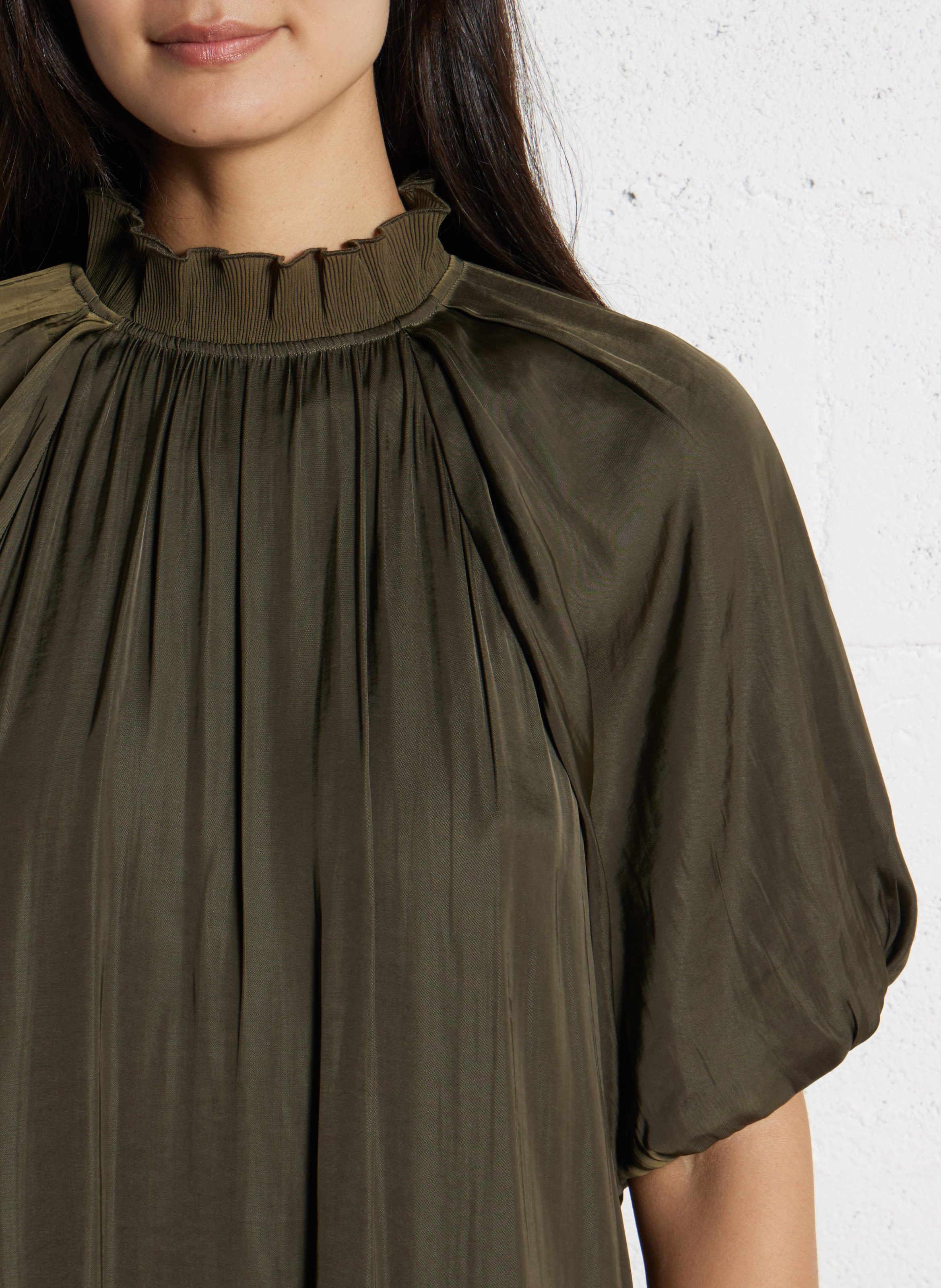 Short satin dress IKKS Khaki