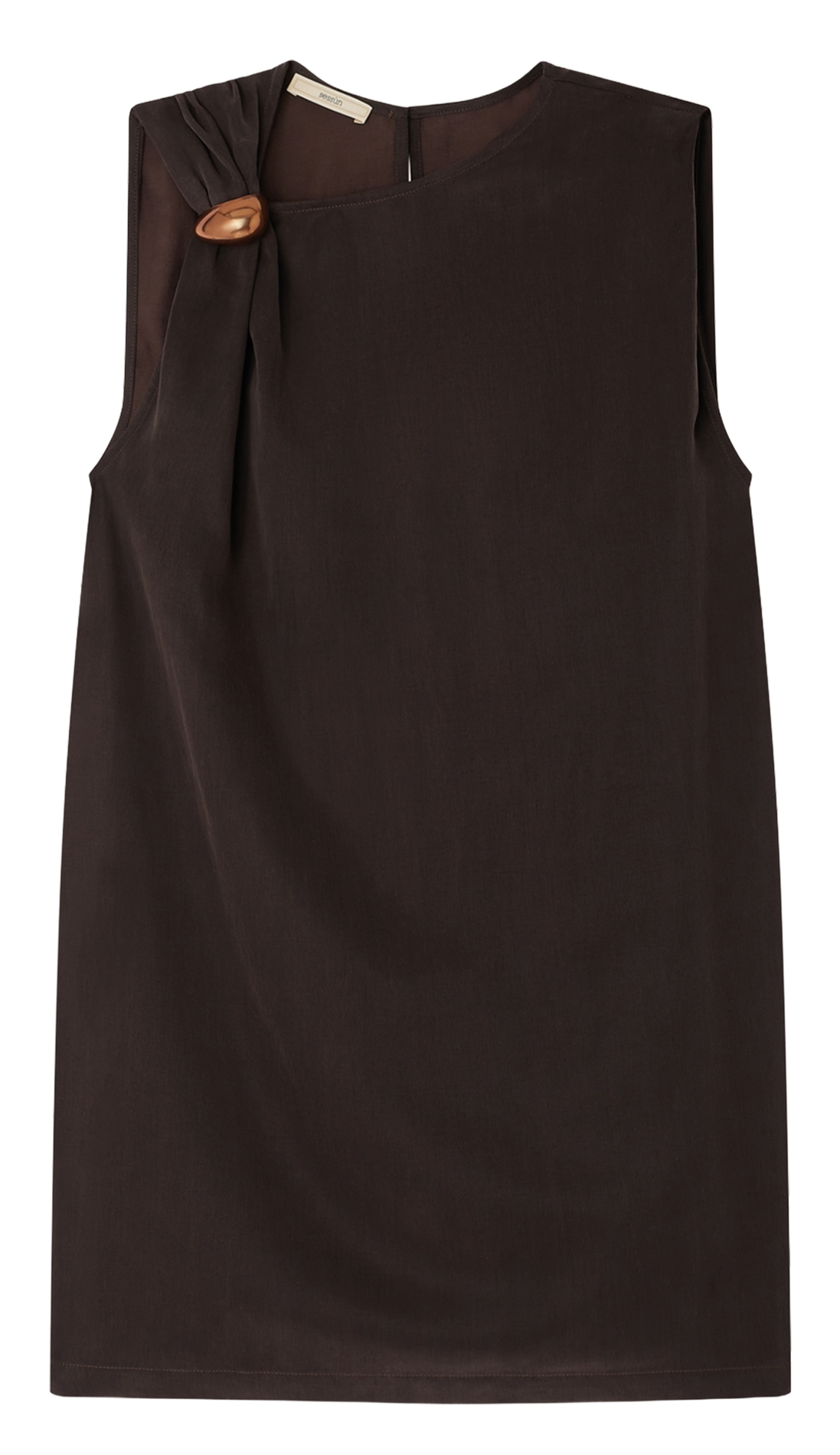 Short sleeveless solid color dress SESSUN Brown