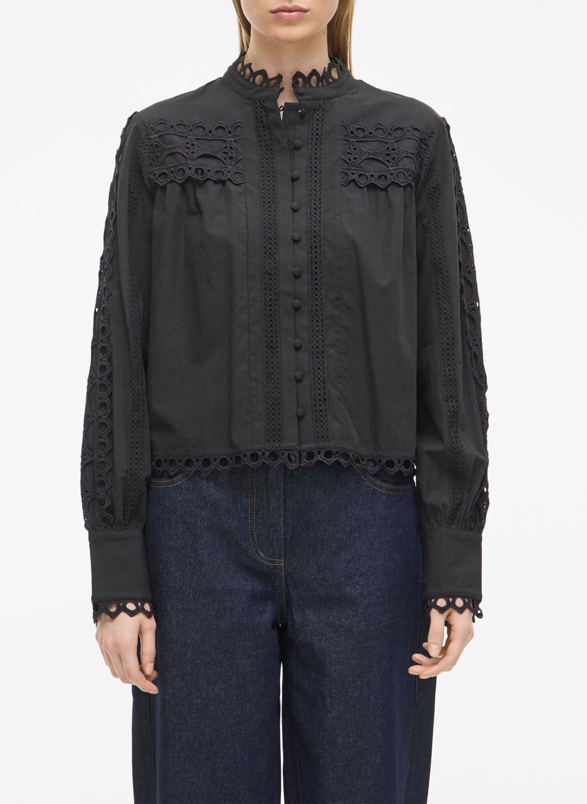 Shirt with high collar in organic cotton ROUGE EDIT Grey