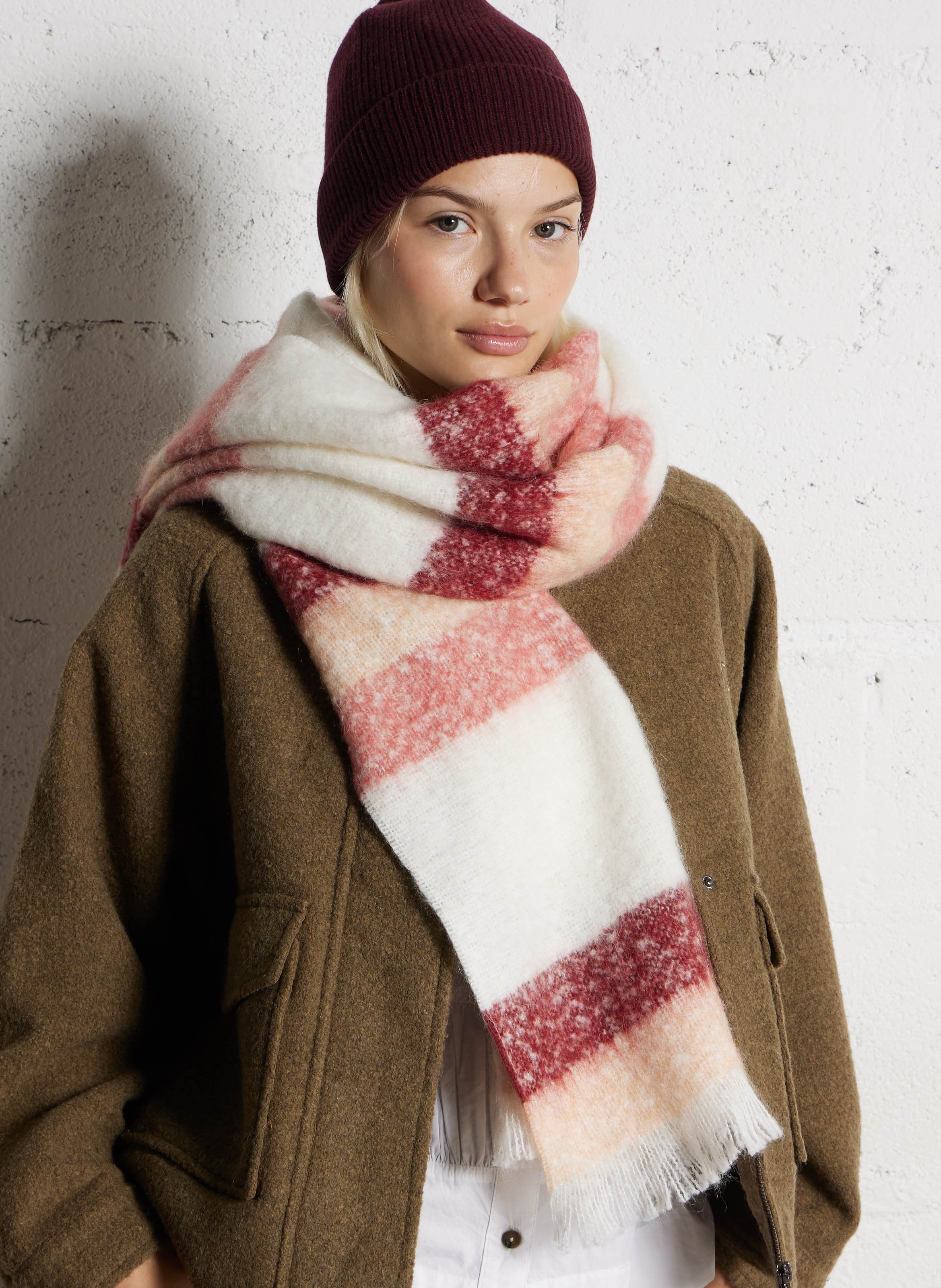 Sjaal | wolblend met mohair AU PRINTEMPS PARIS Roze