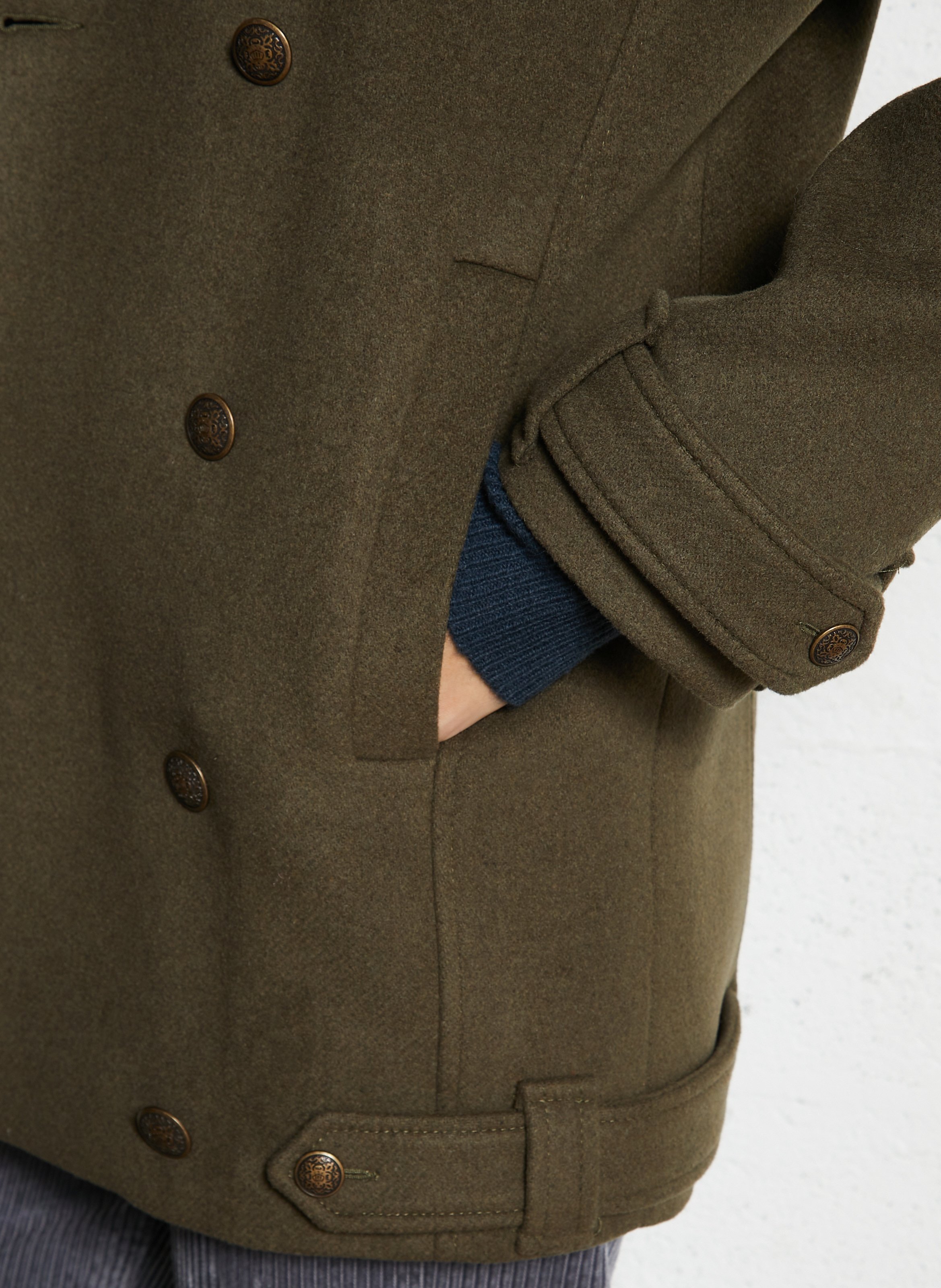 Solid buttoned straight coat MAISON 123 Khaki