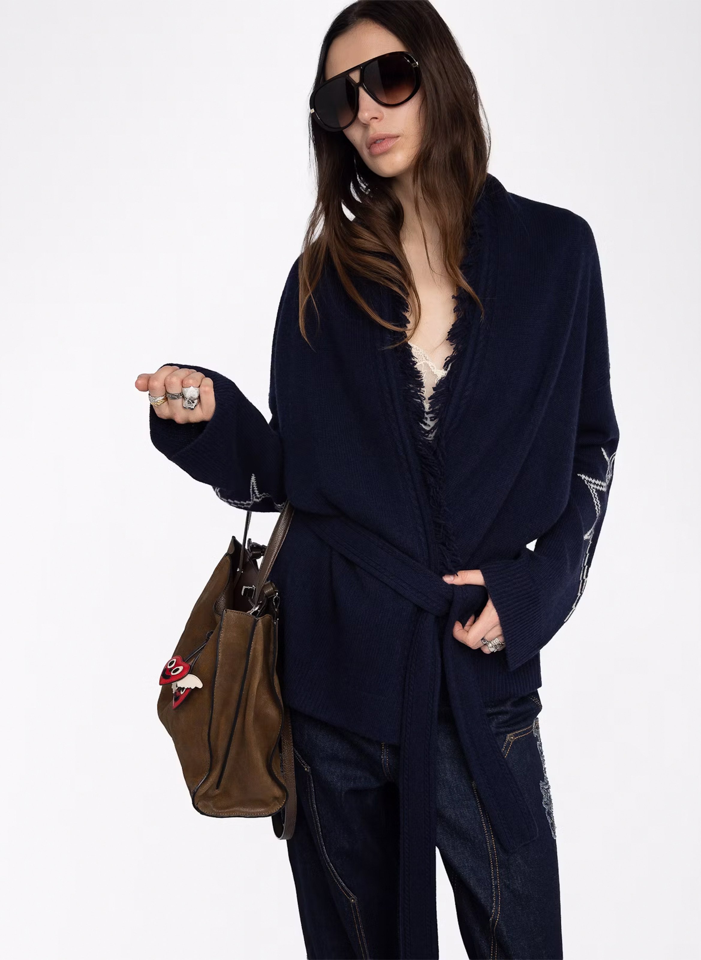 Jas met V-hals van wol en kasjmier ZADIG&VOLTAIRE Blauw