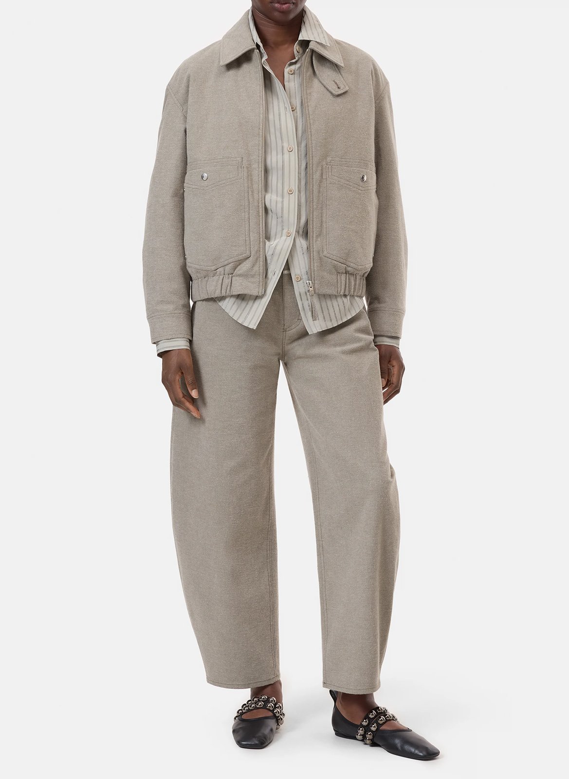 Blouson oversize col classique en coton mélangé CLOSED Gris