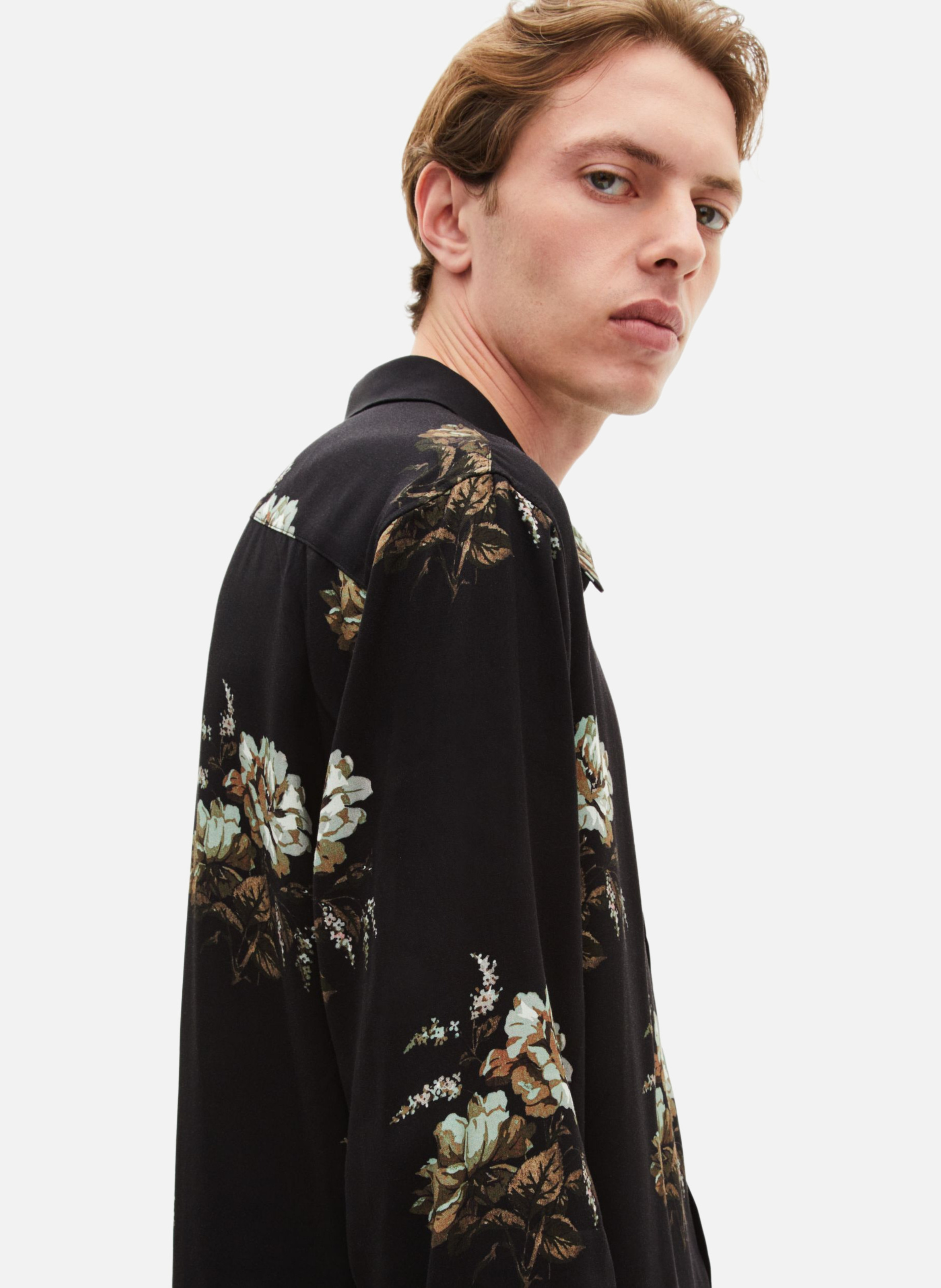 Chemise imprimé fleuri Noir