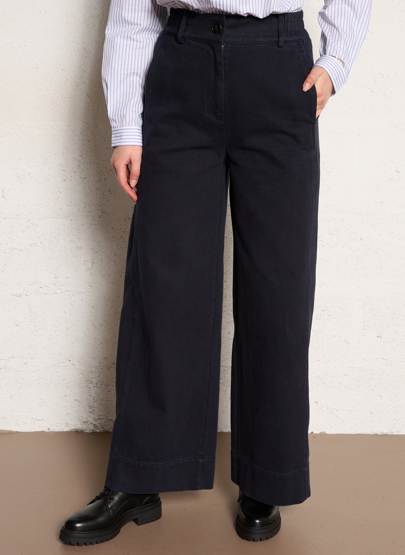 Pantalon large en coton bio RUE DE TOKYO Bleu