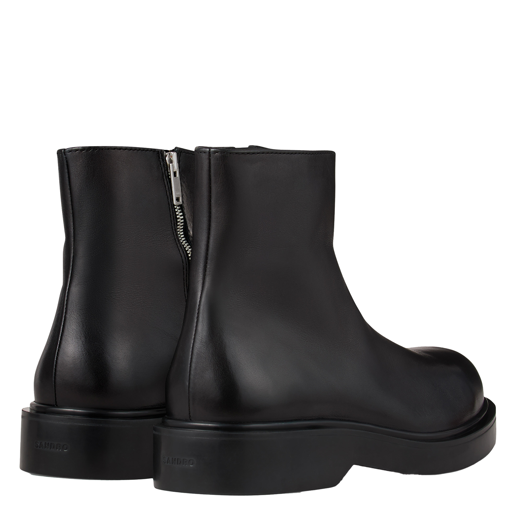 Effen leren laarzen SANDRO Zwart