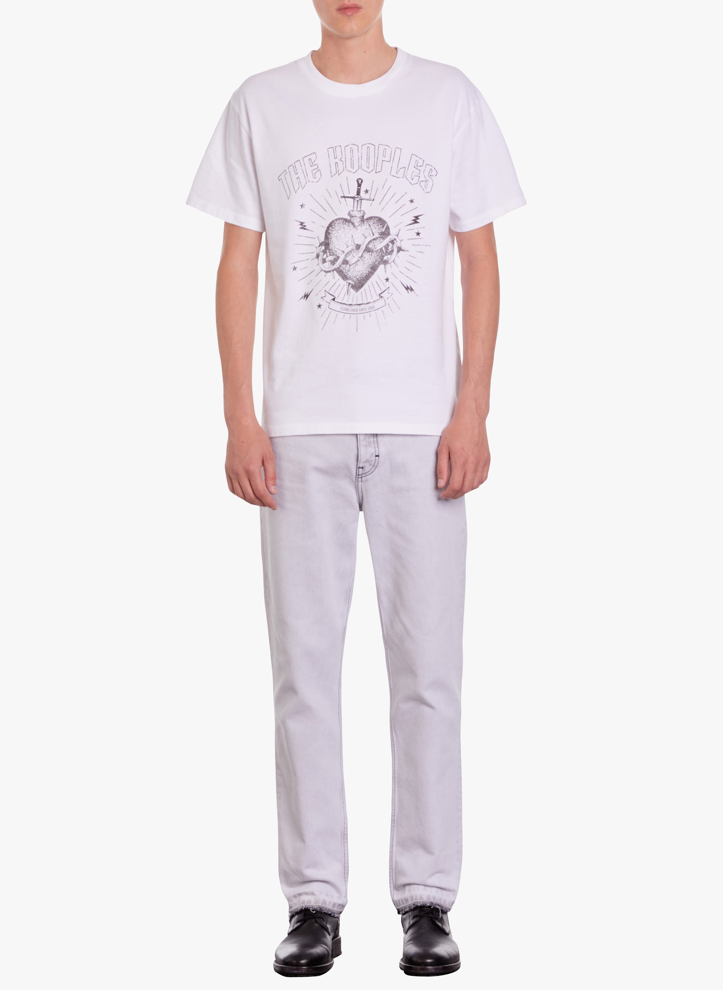 Recht, katoenen T-shirt met ronde hals en zeefdruk THE KOOPLES Wit