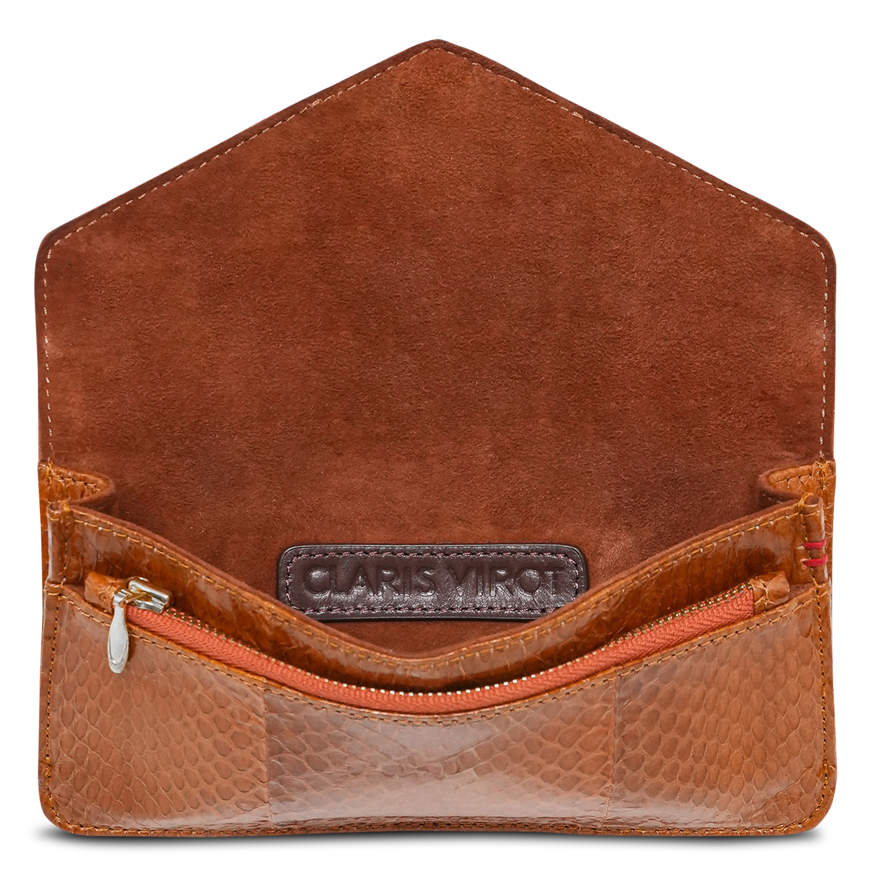 Portefeuille en cobra CLARIS VIROT Marron