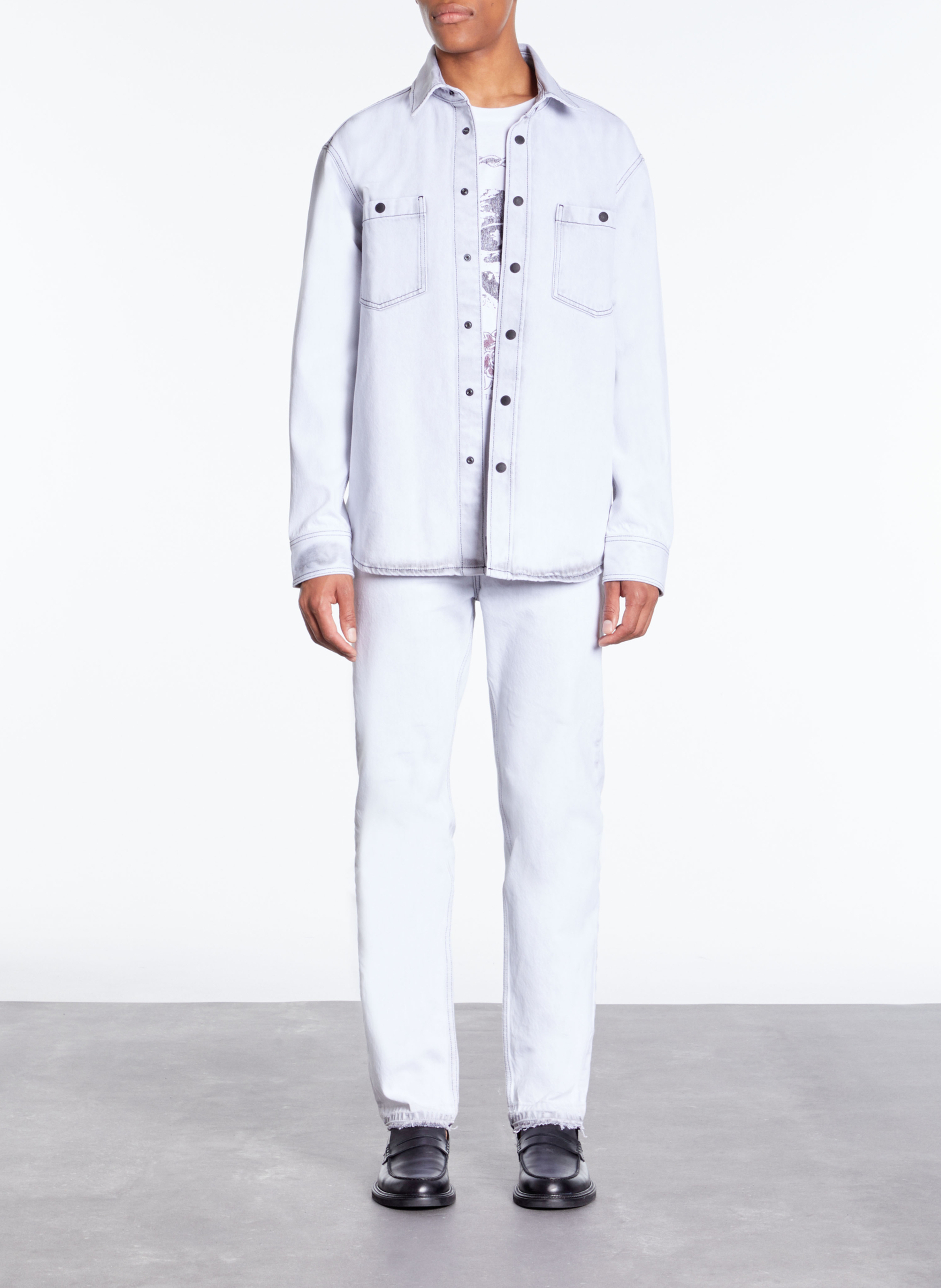 Chemise col classique en denim THE KOOPLES Blanc