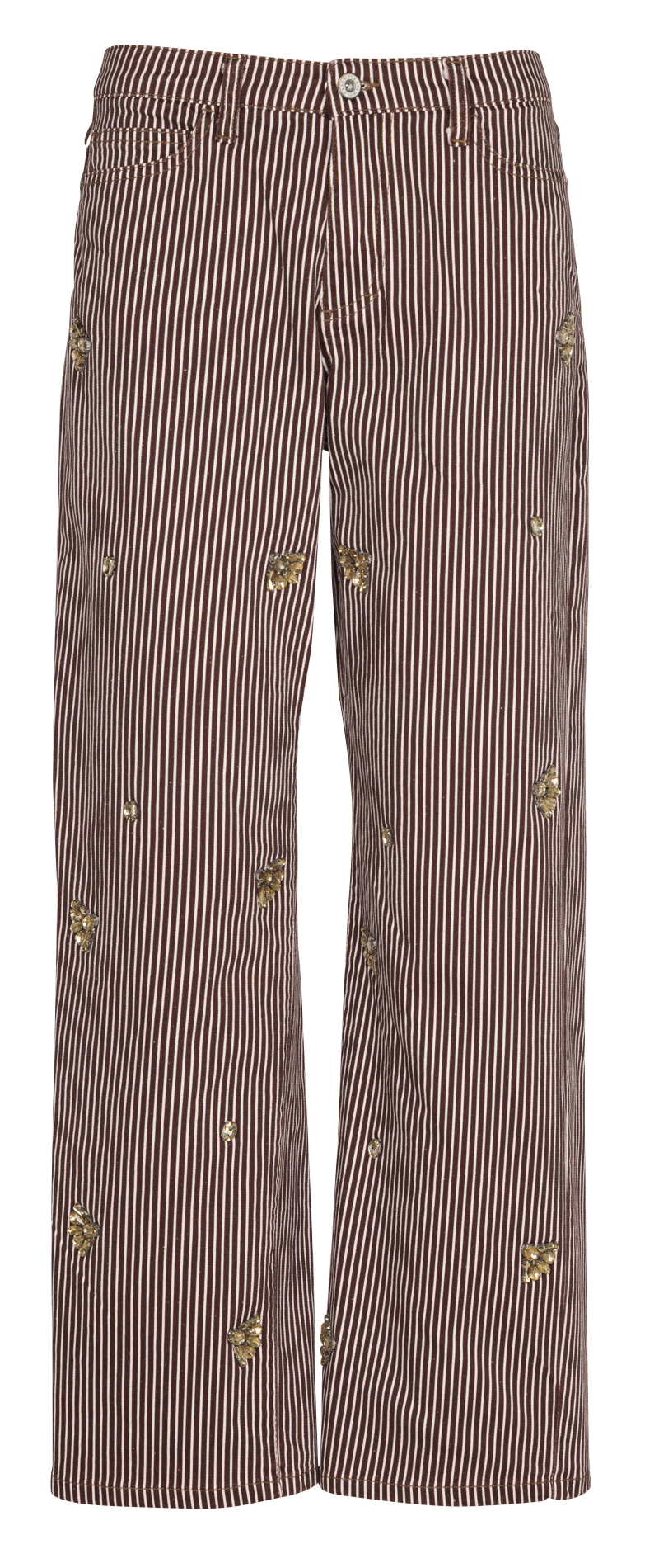 Straight striped cotton blend trousers PLEASE Brown