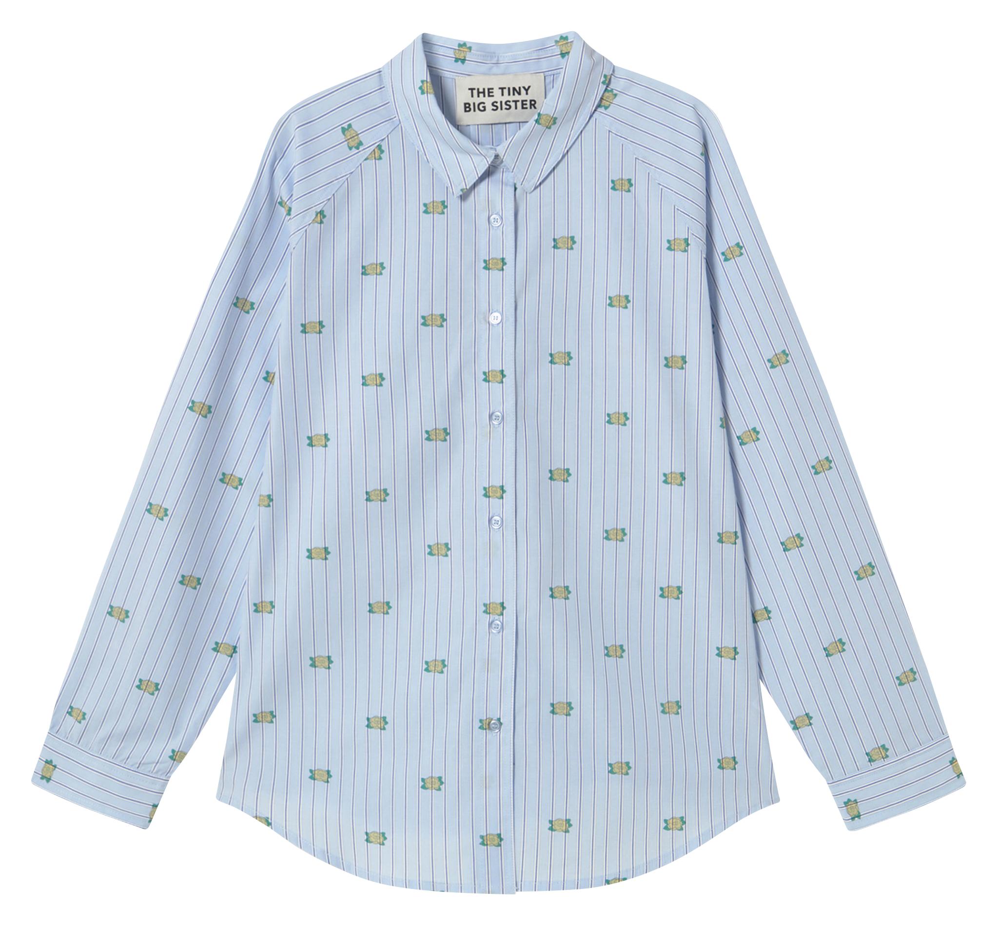 Loose fit shirt with classic collar, stripes, and floral pattern in cotton THE TINY BIG SISTER Blue