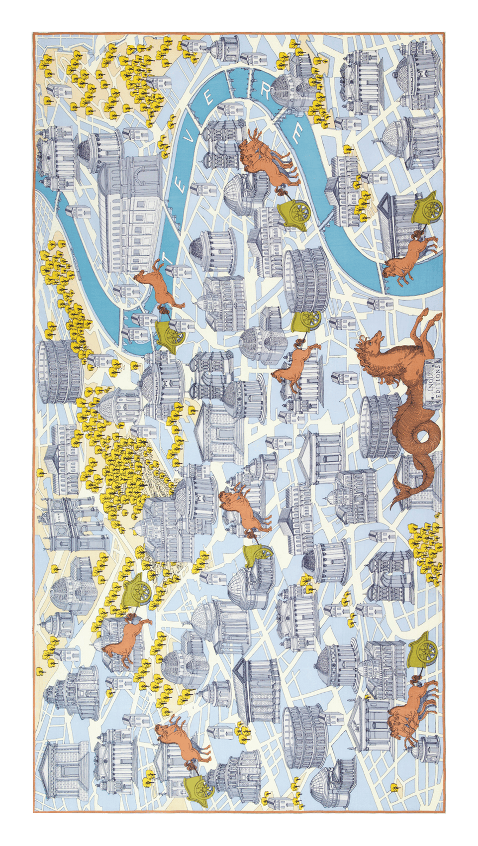 Foulard imprimé en coton et soie INOUI EDITIONS Gris