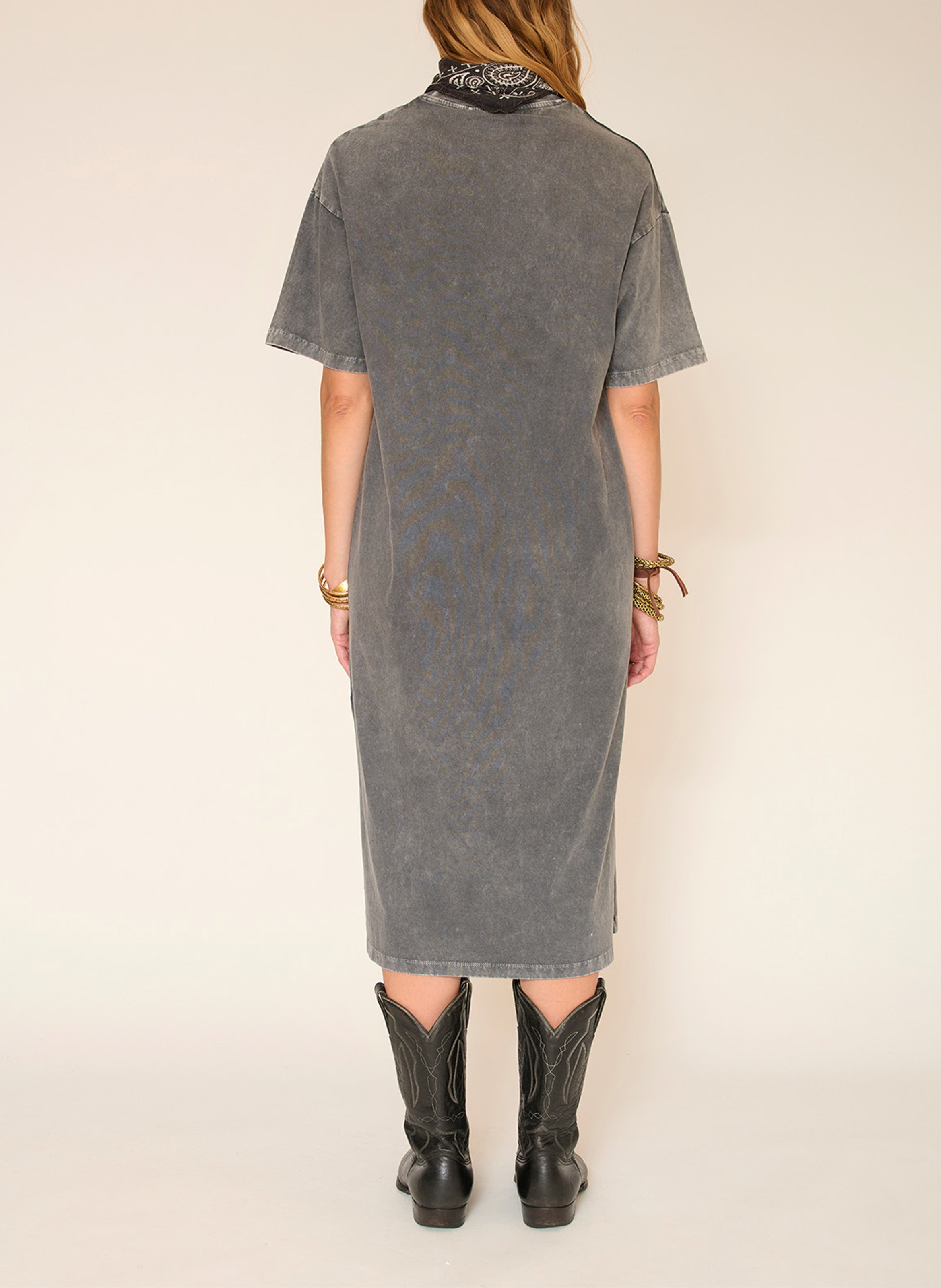 Oversized round neck t-shirt dress MKT Grey