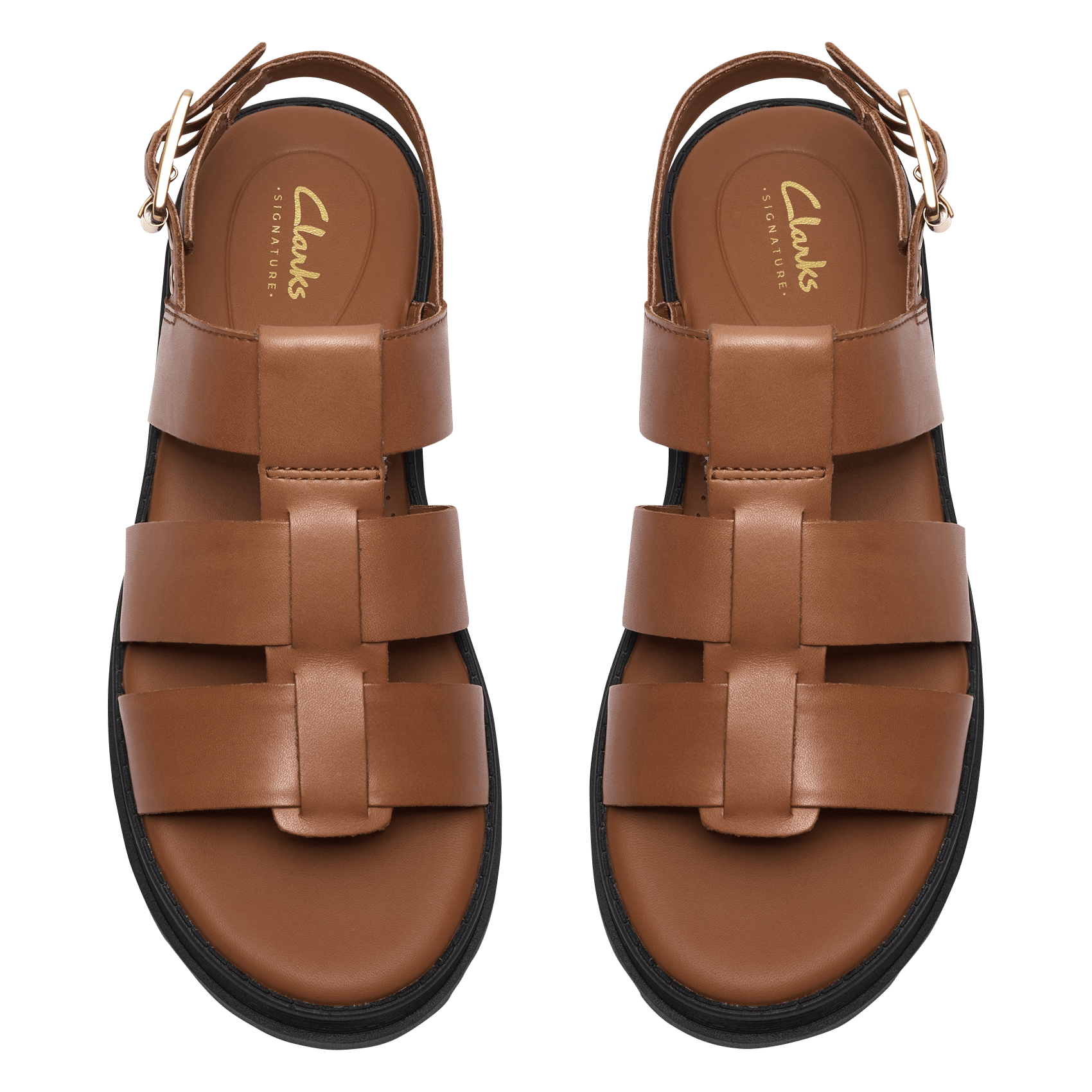 Aouda flat leather sandals CLARKS Brown