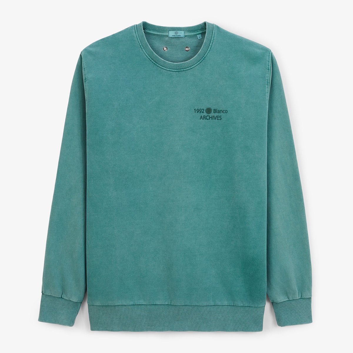 Round neck sweatshirt in old dye cotton SERGE BLANCO Green
