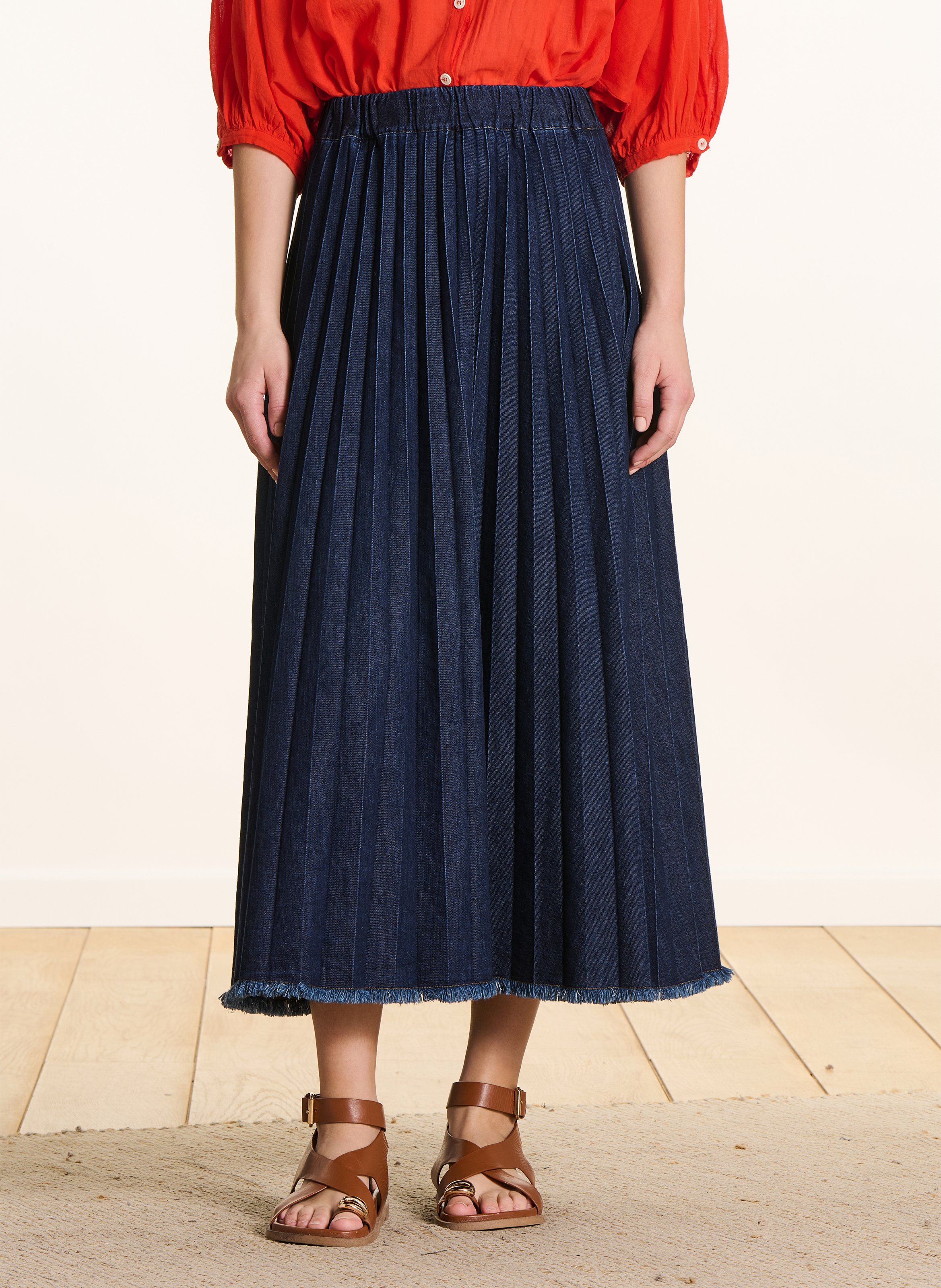 Ausgestellter Midirock aus Baumwoll-Mix LA FEE MARABOUTEE