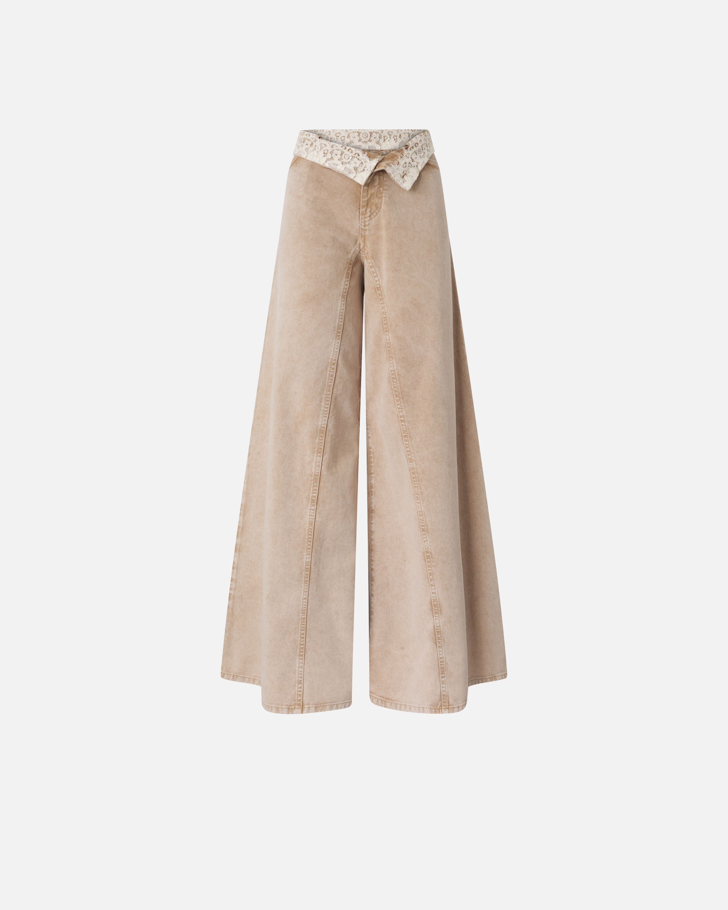 Jean marron avec dentelle à la taille PINKO Beige