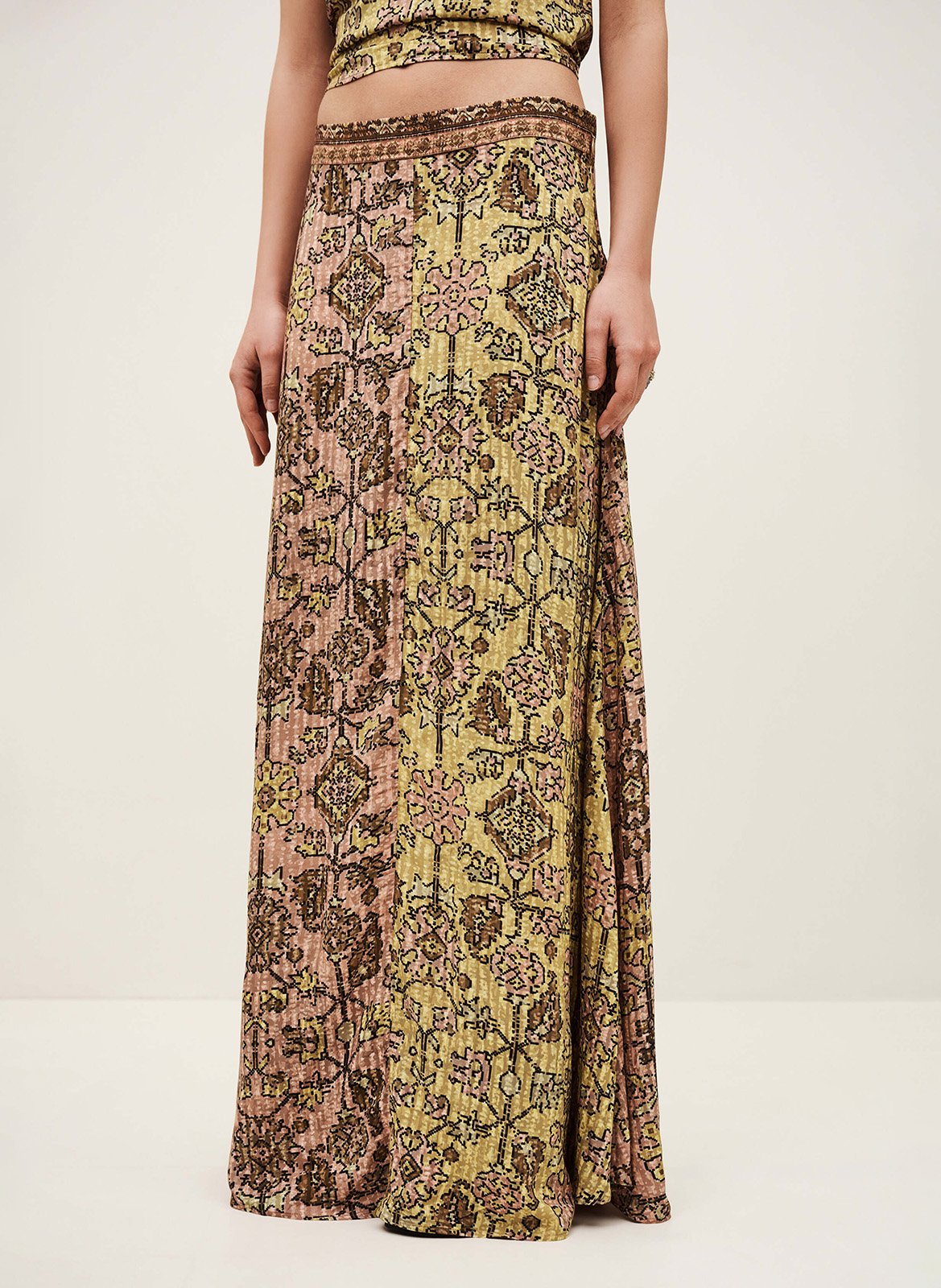 Jupe longue fluide imprimée BA&SH Jaune