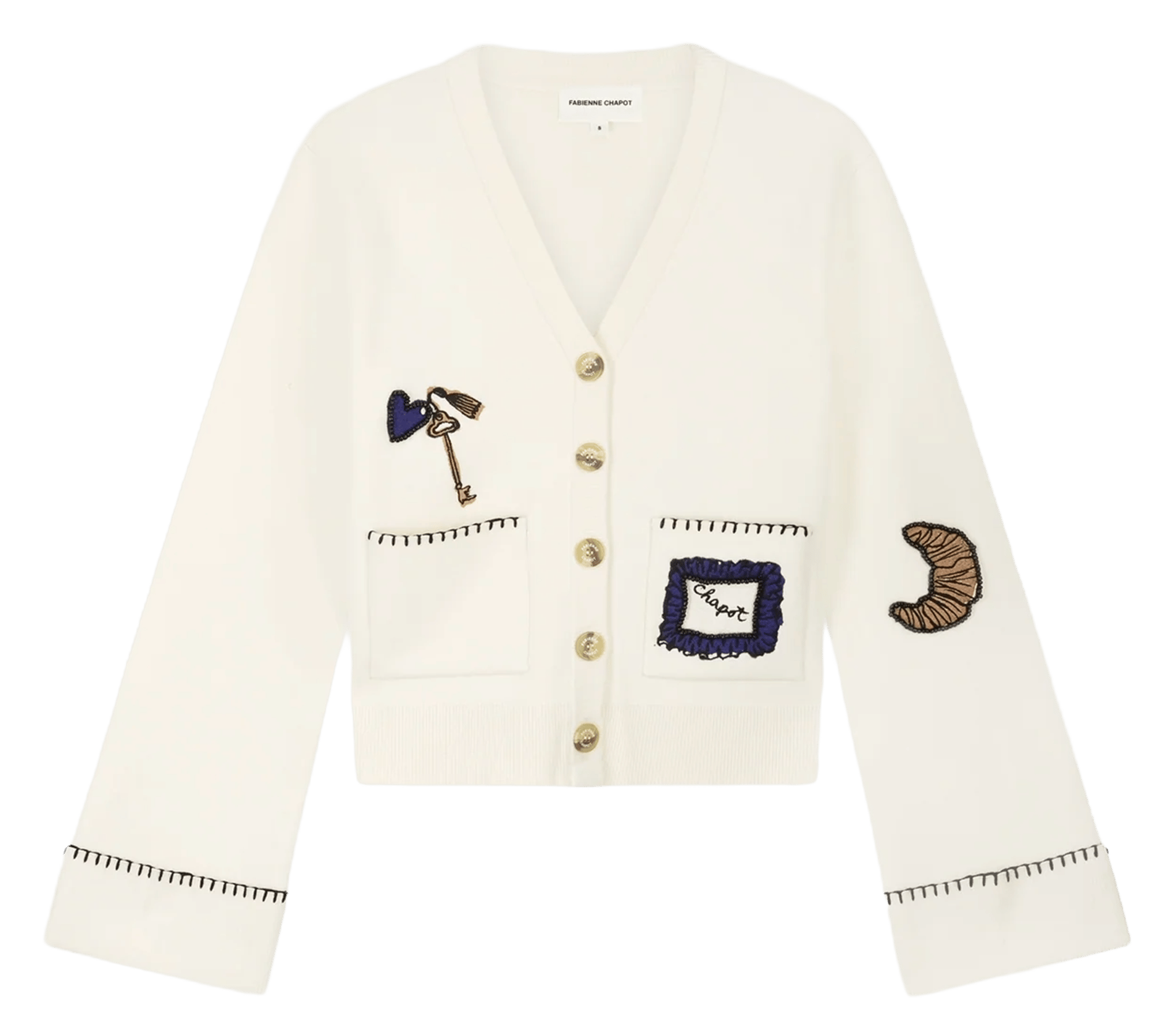 Cardigan côtelé à boutons FABIENNE CHAPOT Blanc